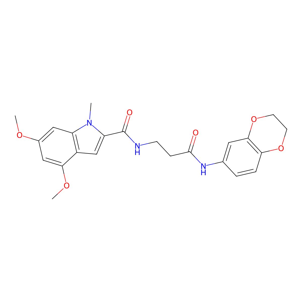 N-[3-(2,3-dihydro-1,4-benzodioxin-6-ylamino)-3-oxopropyl]-4,6-dimethoxy-1-methyl-1H-indole-2-carboxamide molecular structure, CAS 1010903-11-3