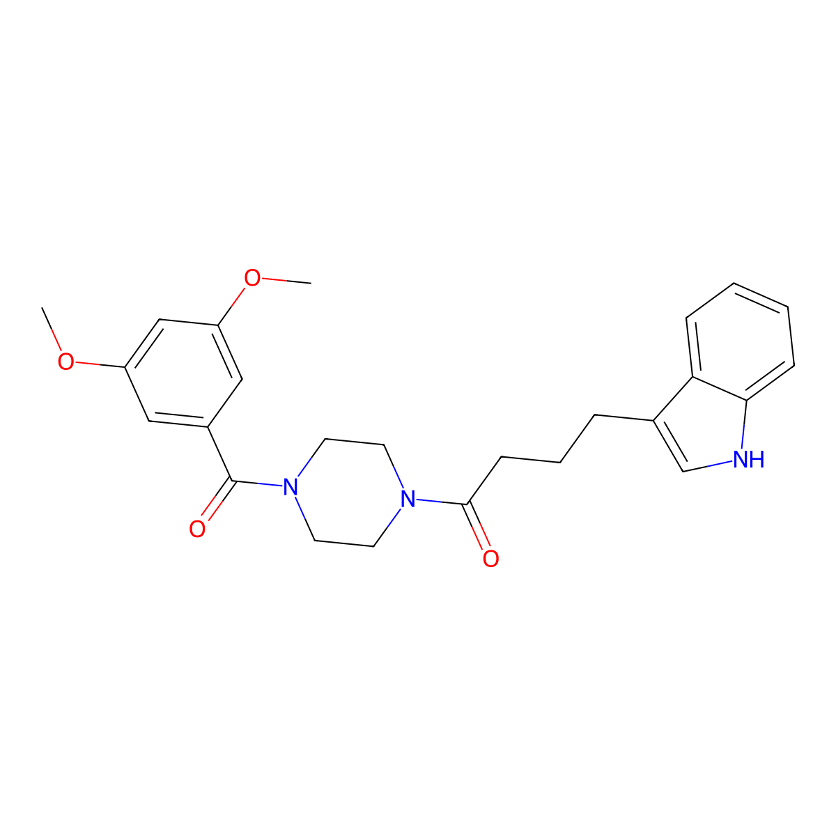 1-{4-[(3,5-dimethoxyphenyl)carbonyl]piperazin-1-yl}-4-(1H-indol-3-yl)butan-1-one molecular structure, CAS 1010903-12-4