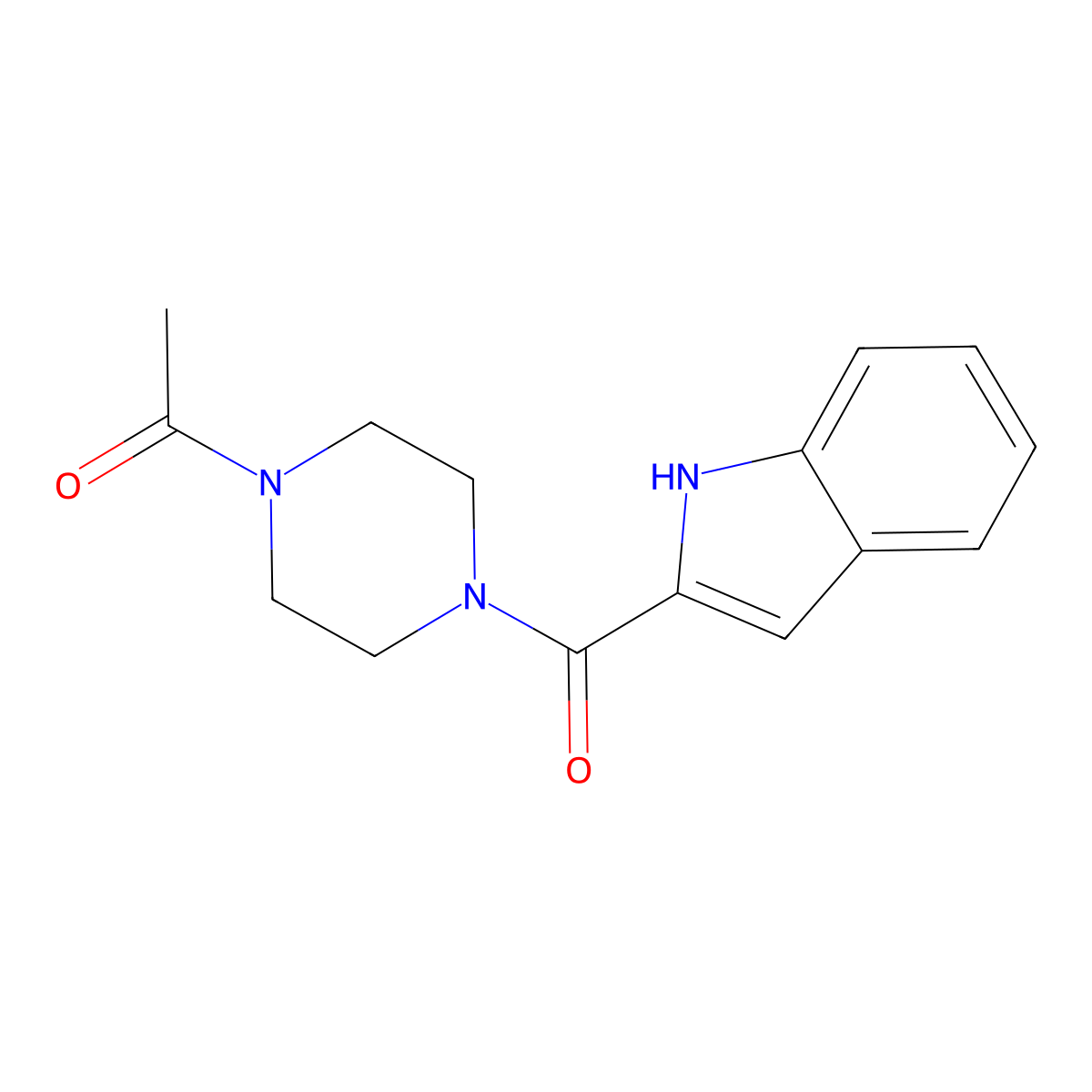 1-(4-(1H-indole-2-carbonyl)piperazin-1-yl)ethanone molecular structure, CAS 1010903-18-0