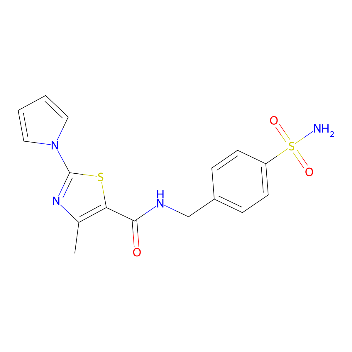 4-methyl-2-(1H-pyrrol-1-yl)-N-(4-sulfamoylbenzyl)-1,3-thiazole-5-carboxamide molecular structure, CAS 1010903-22-6