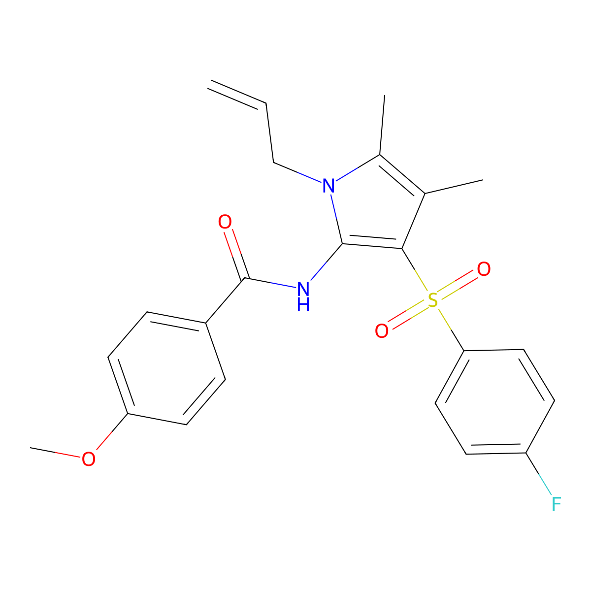 N-{3-[(4-fluorophenyl)sulfonyl]-4,5-dimethyl-1-(prop-2-en-1-yl)-1H-pyrrol-2-yl}-4-methoxybenzamide molecular structure, CAS 1010903-29-3