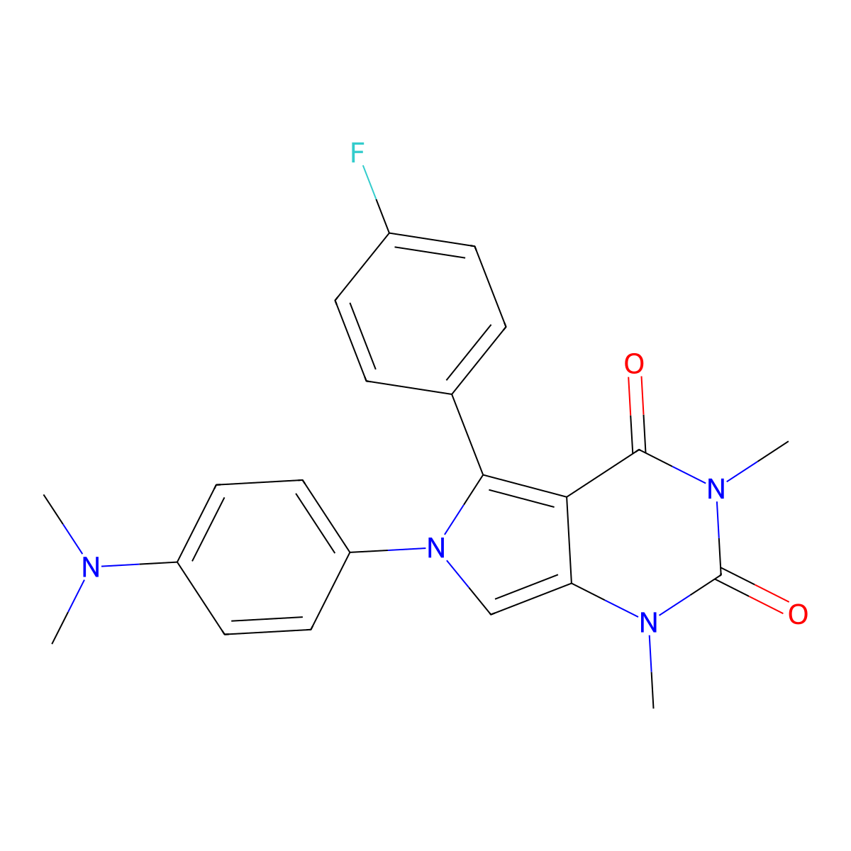 6-(4-(dimethylamino)phenyl)-5-(4-fluorophenyl)-1,3-dimethyl-1H-pyrrolo[3,4-d]pyrimidine-2,4(3H,6H)-dione molecular structure, CAS 1010903-31-7