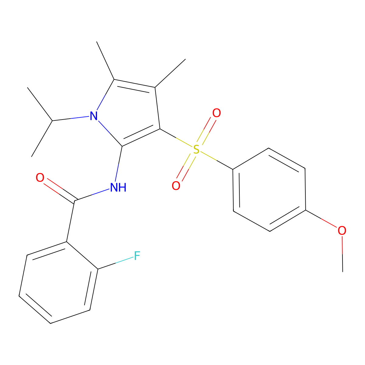 2-fluoro-N-{3-[(4-methoxyphenyl)sulfonyl]-4,5-dimethyl-1-(propan-2-yl)-1H-pyrrol-2-yl}benzamide molecular structure, CAS 1010903-37-3
