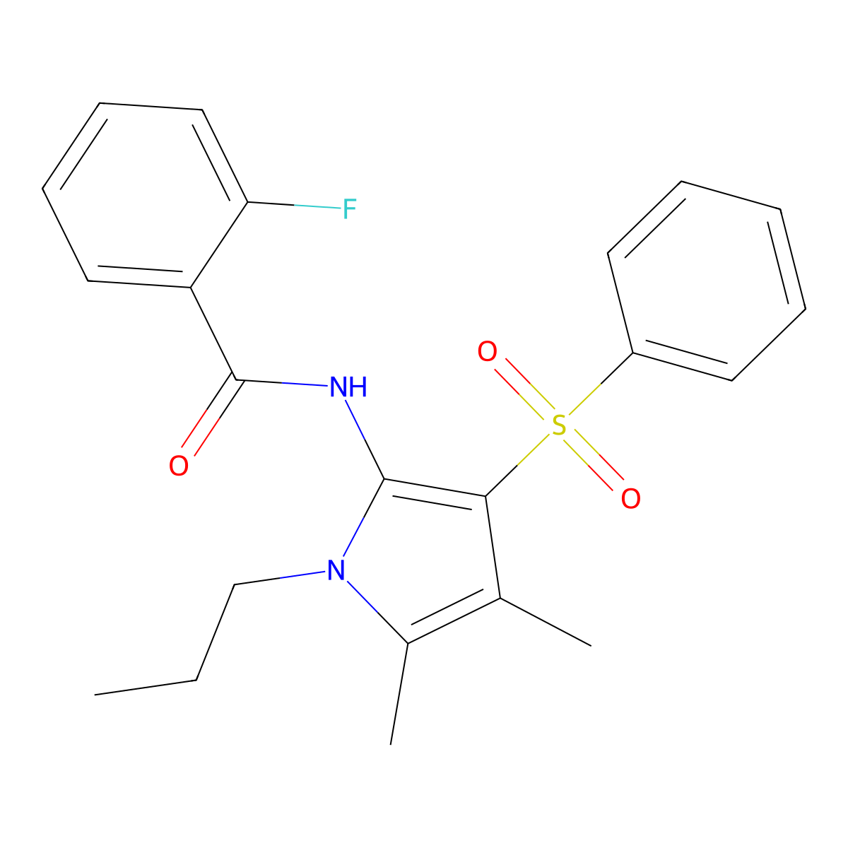 N-[4,5-dimethyl-3-(phenylsulfonyl)-1-propyl-1H-pyrrol-2-yl]-2-fluorobenzamide molecular structure, CAS 1010903-51-1