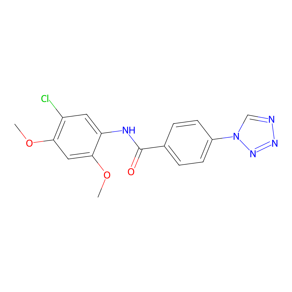 N-(5-chloro-2,4-dimethoxyphenyl)-4-(1H-tetrazol-1-yl)benzamide molecular structure, CAS 1010903-53-3