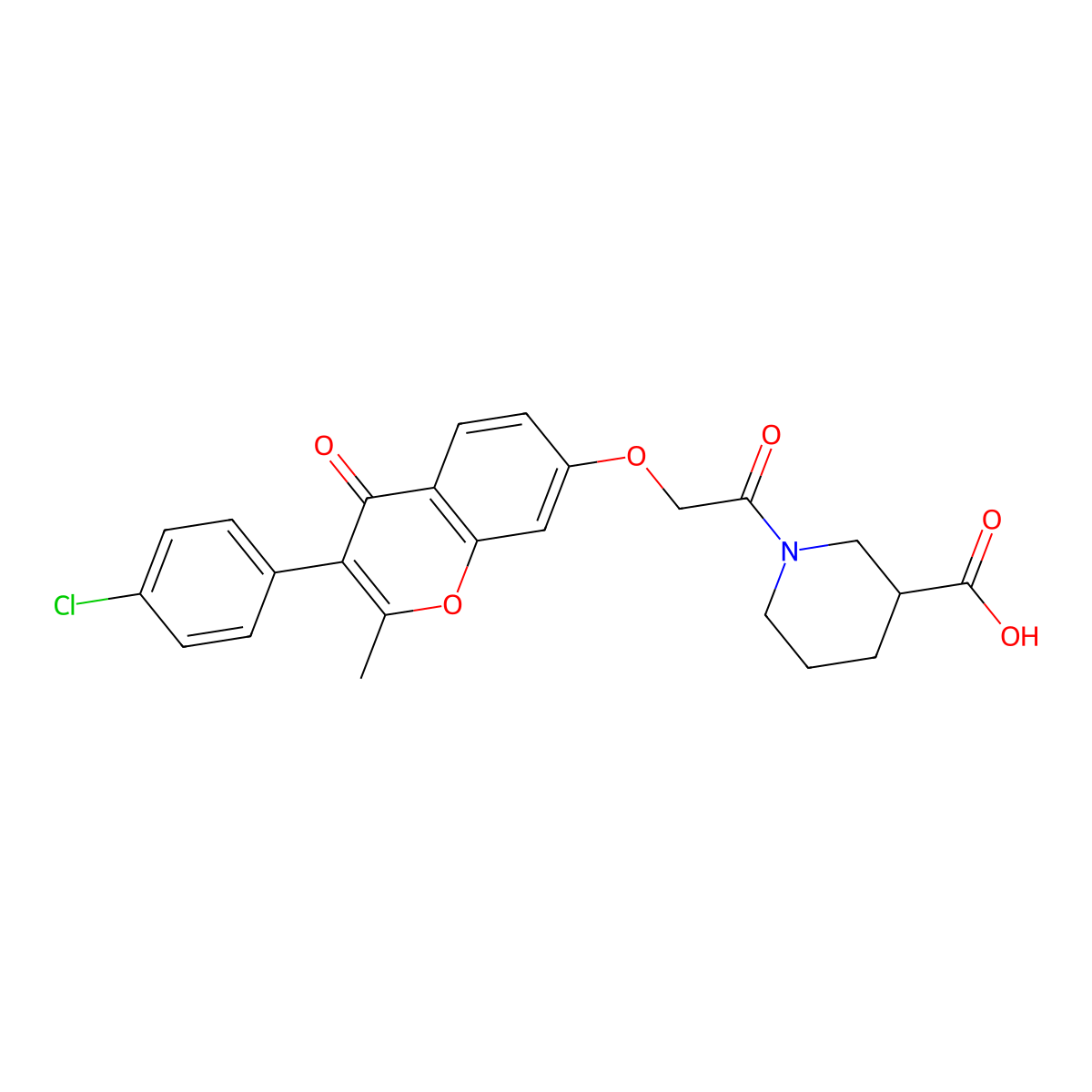 1-({[3-(4-chlorophenyl)-2-methyl-4-oxo-4H-chromen-7-yl]oxy}acetyl)piperidine-3-carboxylic acid molecular structure, CAS 1010903-54-4
