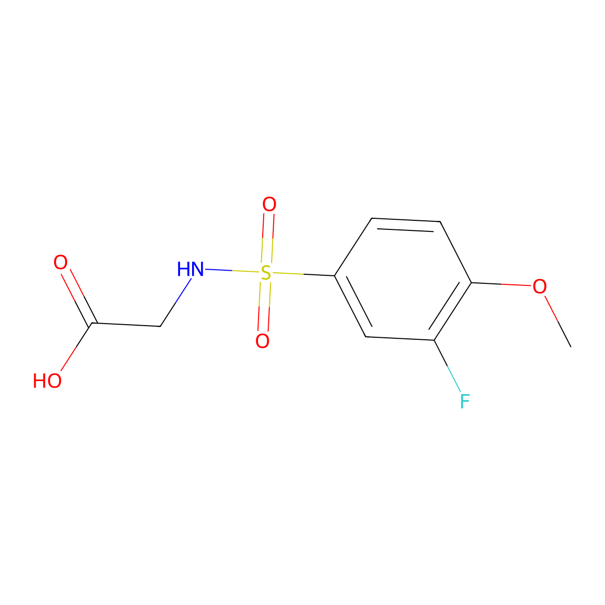 (3-Fluoro-4-methoxy-benzenesulfonylamino)-acetic acid molecular structure, CAS 1010903-55-5
