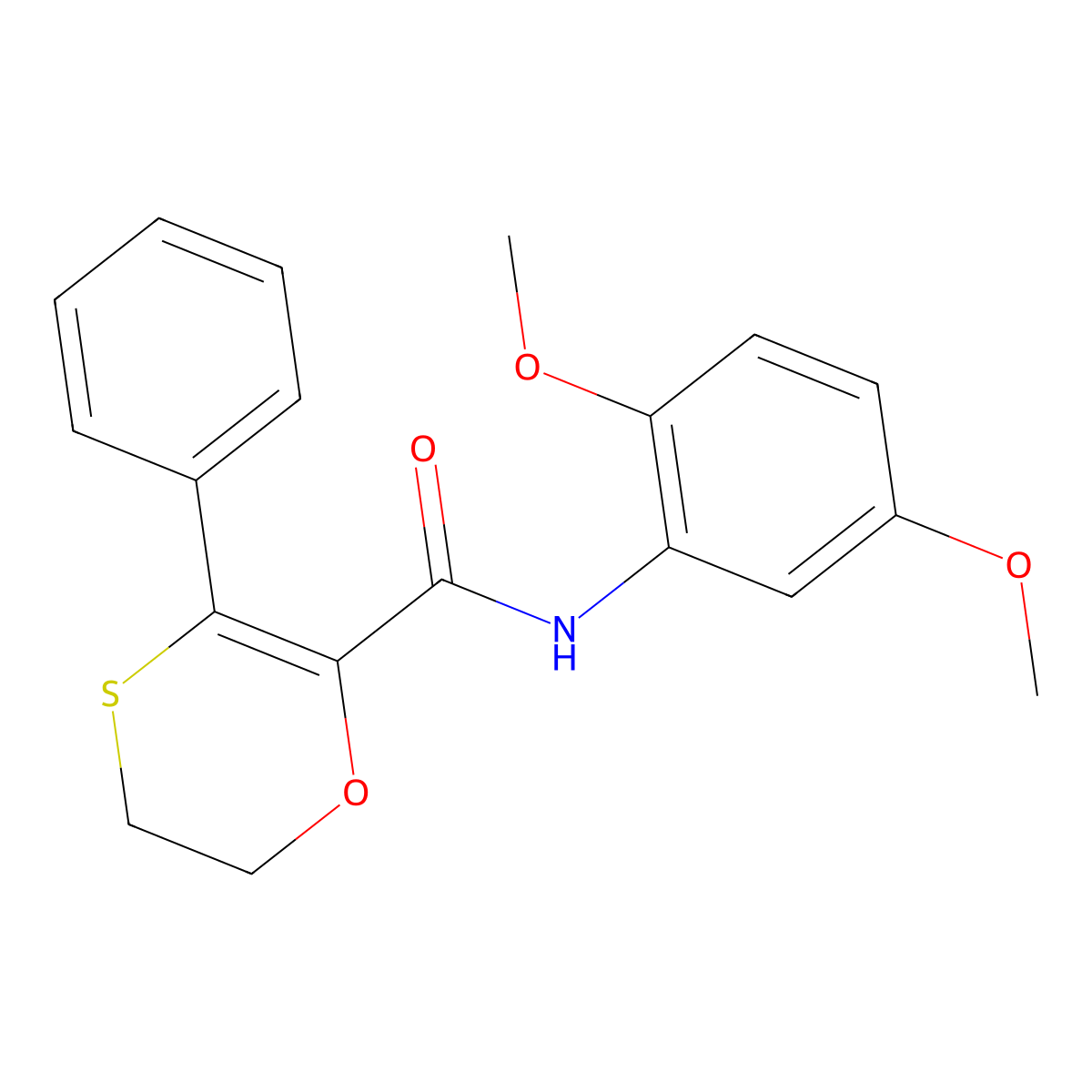 N-(2,5-dimethoxyphenyl)-3-phenyl-5,6-dihydro-1,4-oxathiine-2-carboxamide molecular structure, CAS 1010903-56-6