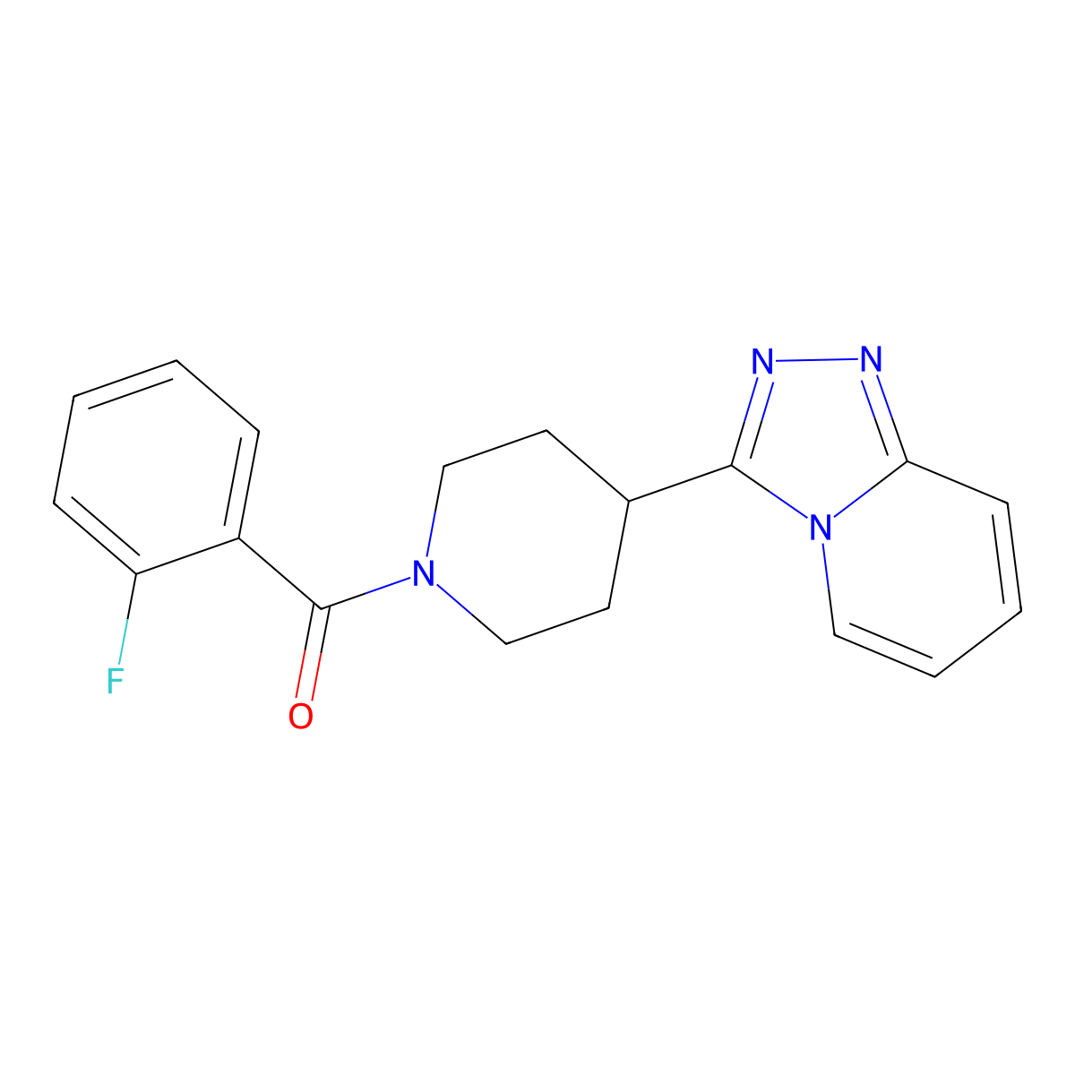 (2-Fluorophenyl)[4-([1,2,4]triazolo[4,3-a]pyridin-3-yl)piperidin-1-yl]methanone molecular structure, CAS 1010903-65-7