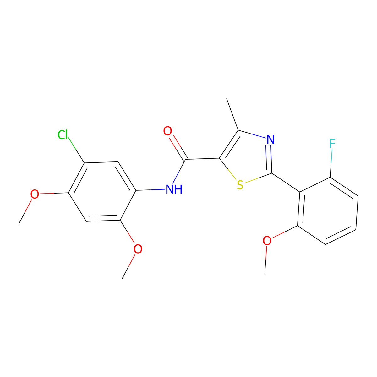 N-(5-chloro-2,4-dimethoxyphenyl)-2-(2-fluoro-6-methoxyphenyl)-4-methyl-1,3-thiazole-5-carboxamide molecular structure, CAS 1010903-73-7