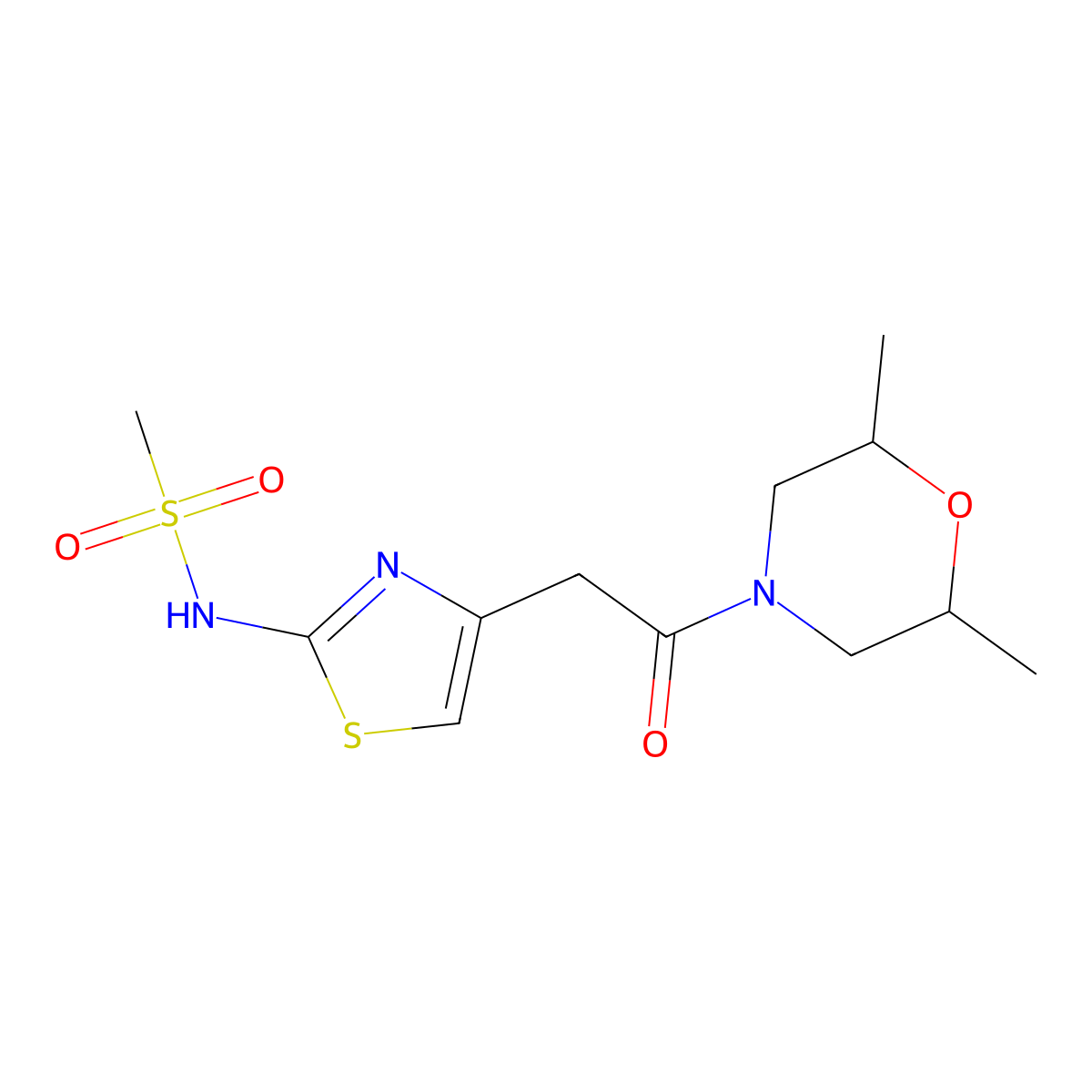 N-[(2Z)-4-[2-(2,6-dimethylmorpholin-4-yl)-2-oxoethyl]-1,3-thiazol-2(3H)-ylidene]methanesulfonamide molecular structure, CAS 1010903-83-9