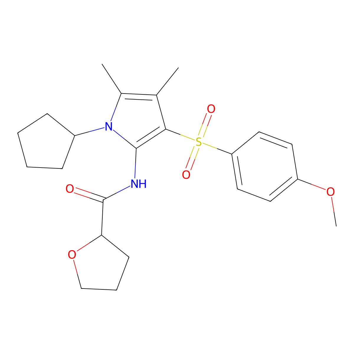 N-{1-cyclopentyl-3-[(4-methoxyphenyl)sulfonyl]-4,5-dimethyl-1H-pyrrol-2-yl}tetrahydrofuran-2-carboxamide molecular structure, CAS 1010903-87-3
