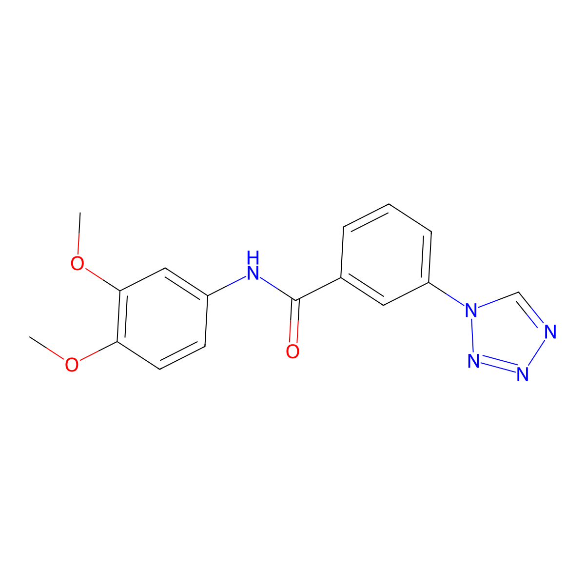 N-(3,4-dimethoxyphenyl)-3-(1H-tetrazol-1-yl)benzamide molecular structure, CAS 1010903-89-5