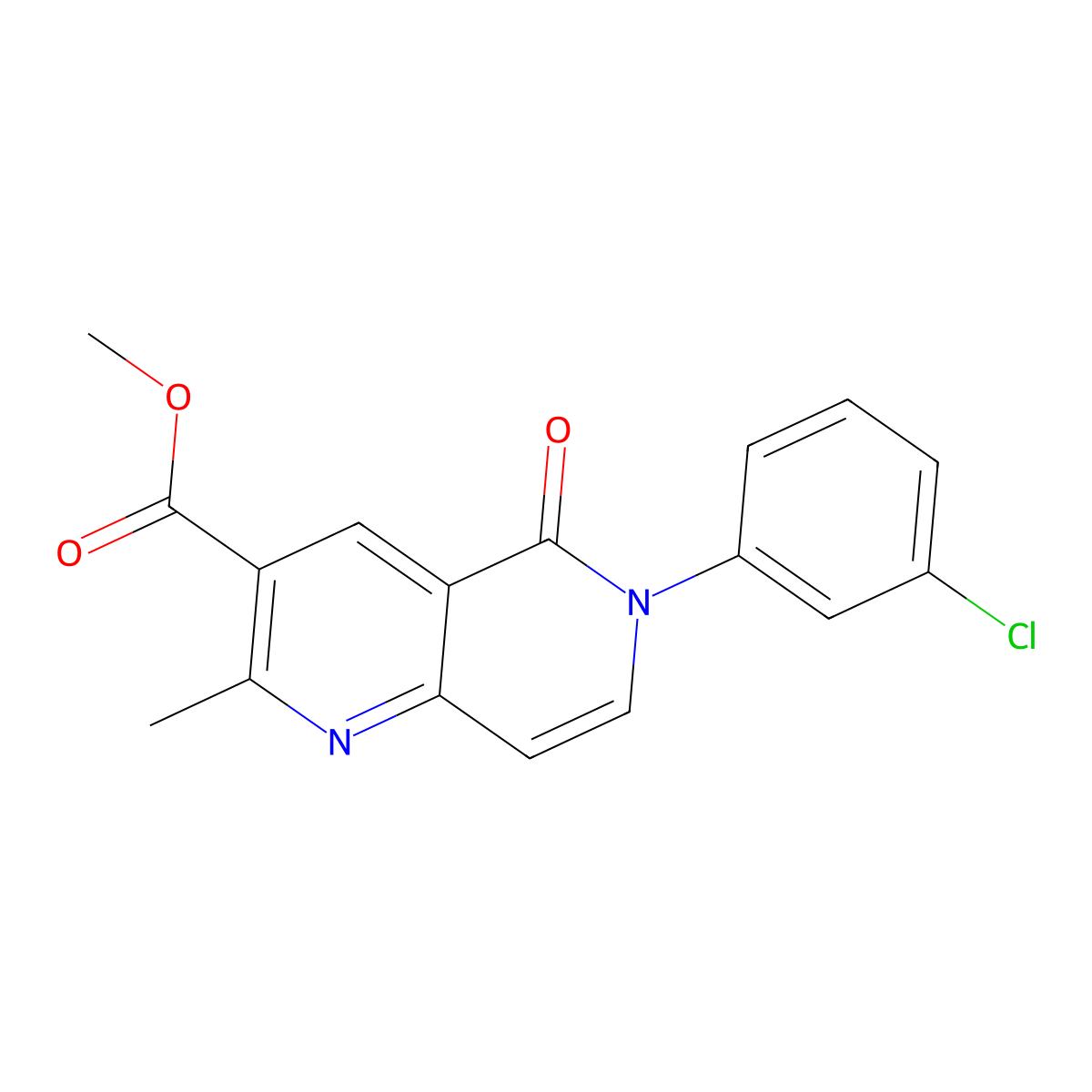 Methyl 6-(3-chlorophenyl)-2-methyl-5-oxo-5,6-dihydro-1,6-naphthyridine-3-carboxylate molecular structure, CAS 1010903-90-8