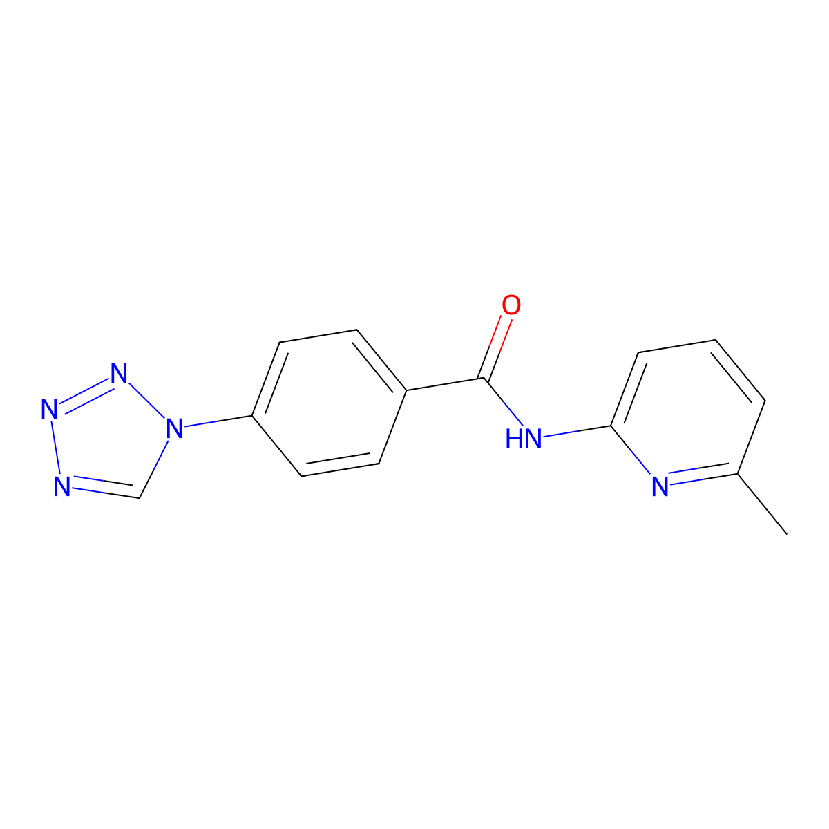 N-(6-methylpyridin-2-yl)-4-(1H-tetrazol-1-yl)benzamide molecular structure, CAS 1010904-13-8