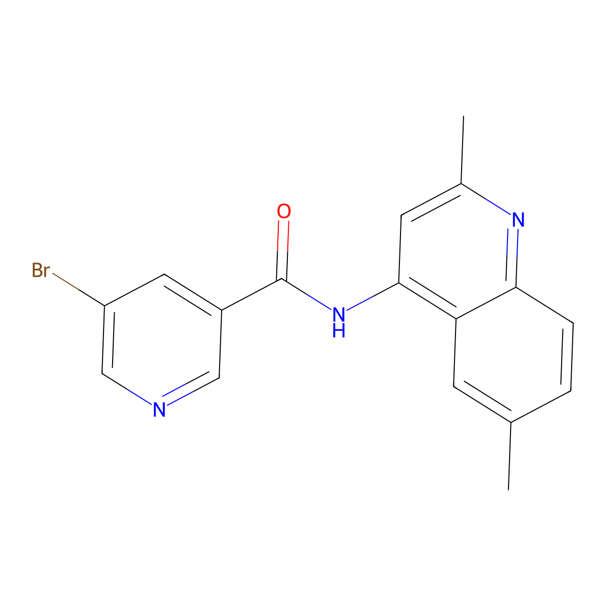 5-bromo-N-(2,6-dimethylquinolin-4-yl)pyridine-3-carboxamide molecular structure, CAS 1010904-16-1
