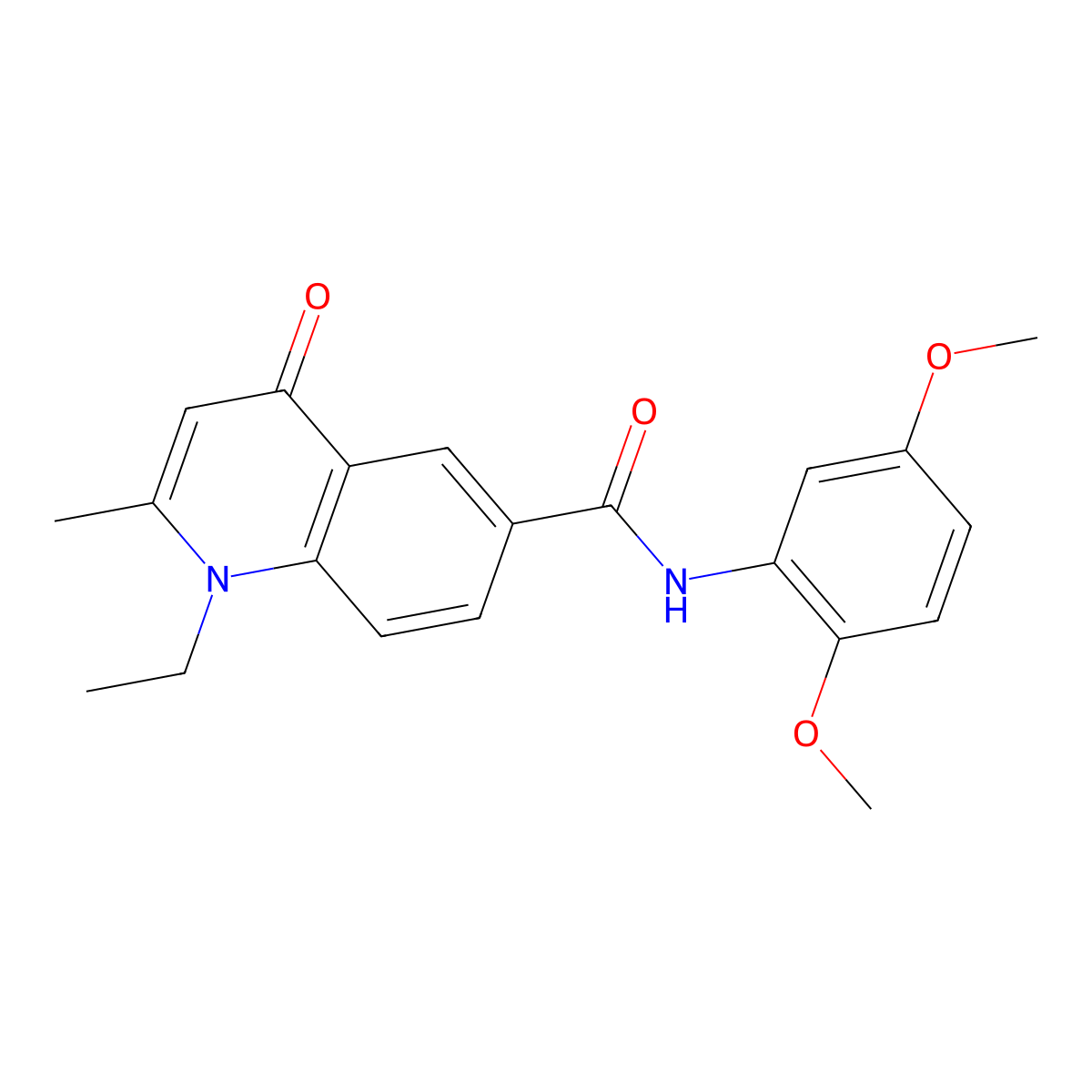 N-(2,5-dimethoxyphenyl)-1-ethyl-2-methyl-4-oxo-1,4-dihydroquinoline-6-carboxamide molecular structure, CAS 1010904-29-6