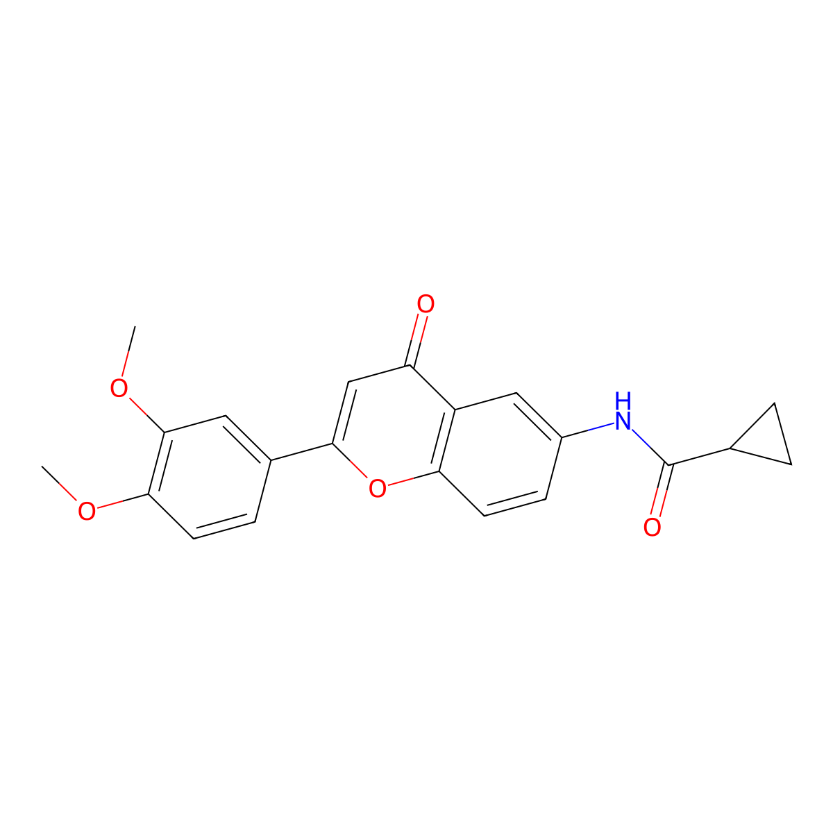 N-(2-(3,4-dimethoxyphenyl)-4-oxo-4H-chromen-6-yl)cyclopropanecarboxamide molecular structure, CAS 1010904-42-3