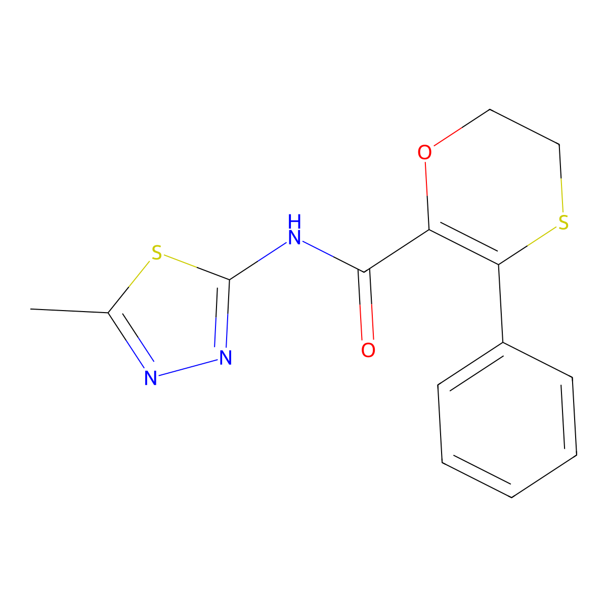 N-[(2Z)-5-methyl-1,3,4-thiadiazol-2(3H)-ylidene]-3-phenyl-5,6-dihydro-1,4-oxathiine-2-carboxamide molecular structure, CAS 1010904-73-0