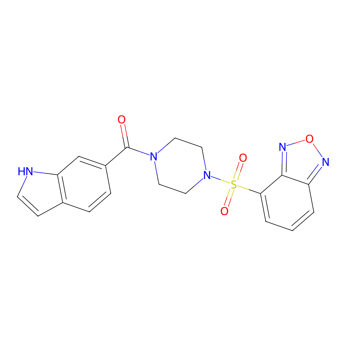 [4-(2,1,3-benzoxadiazol-4-ylsulfonyl)piperazin-1-yl](1H-indol-6-yl)methanone molecular structure, CAS 1010904-77-4