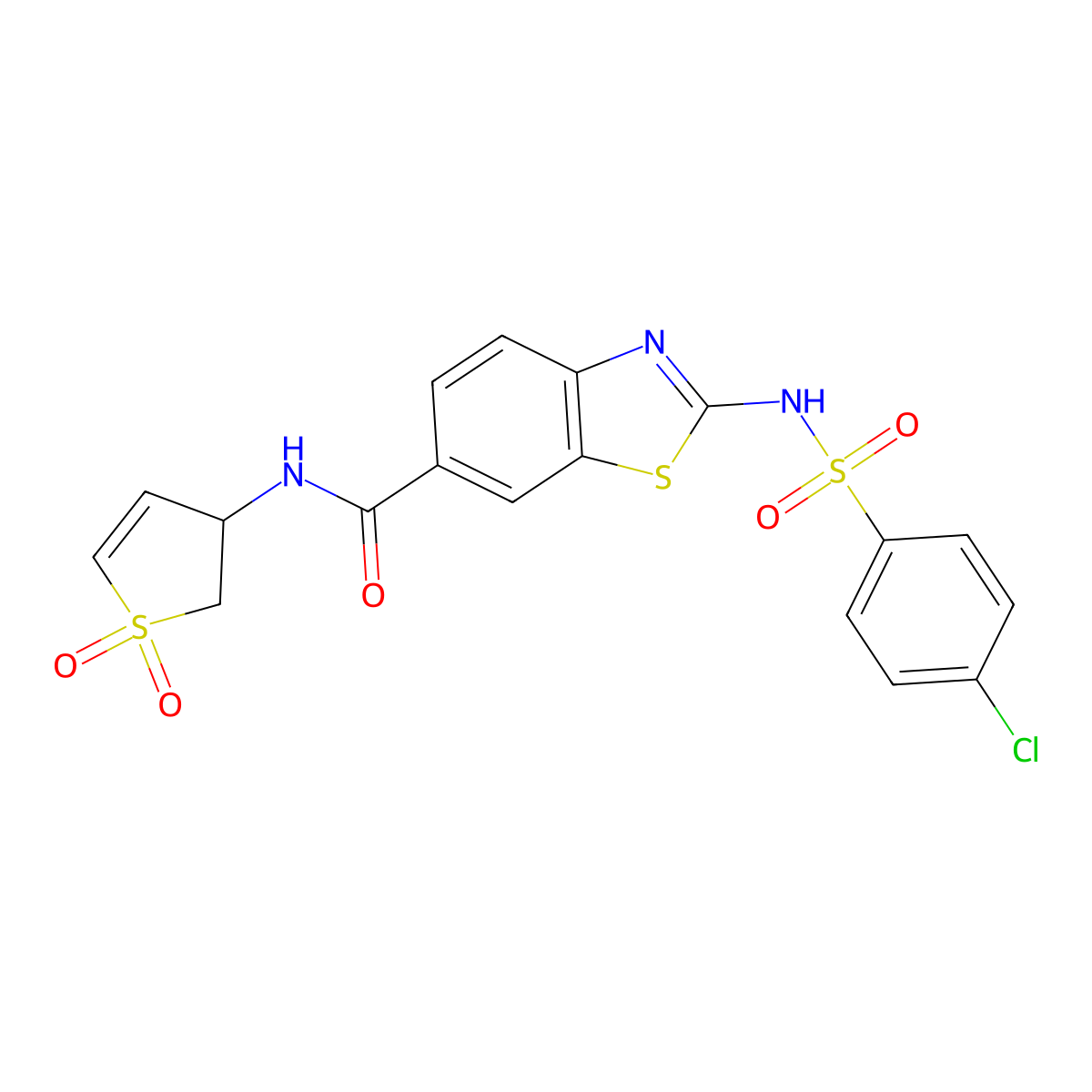 (2E)-2-{[(4-chlorophenyl)sulfonyl]imino}-N-(1,1-dioxido-2,3-dihydrothiophen-3-yl)-2,3-dihydro-1,3-benzothiazole-6-carboxamide molecular structure, CAS 1010904-78-5