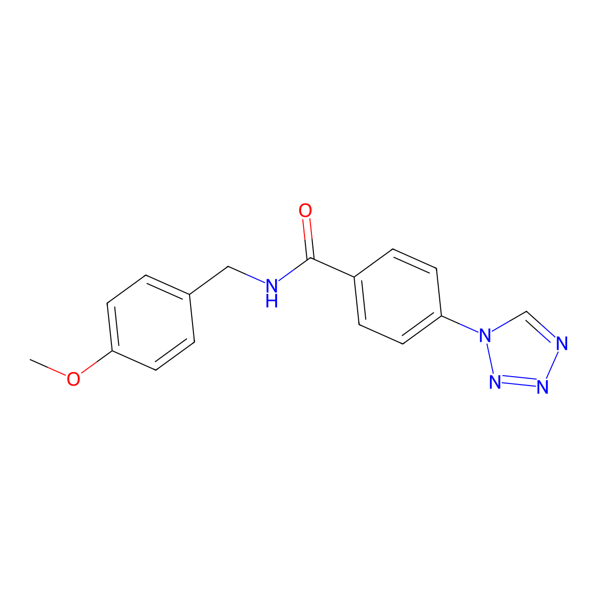 N-(4-methoxybenzyl)-4-(1H-tetrazol-1-yl)benzamide molecular structure, CAS 1010904-82-1