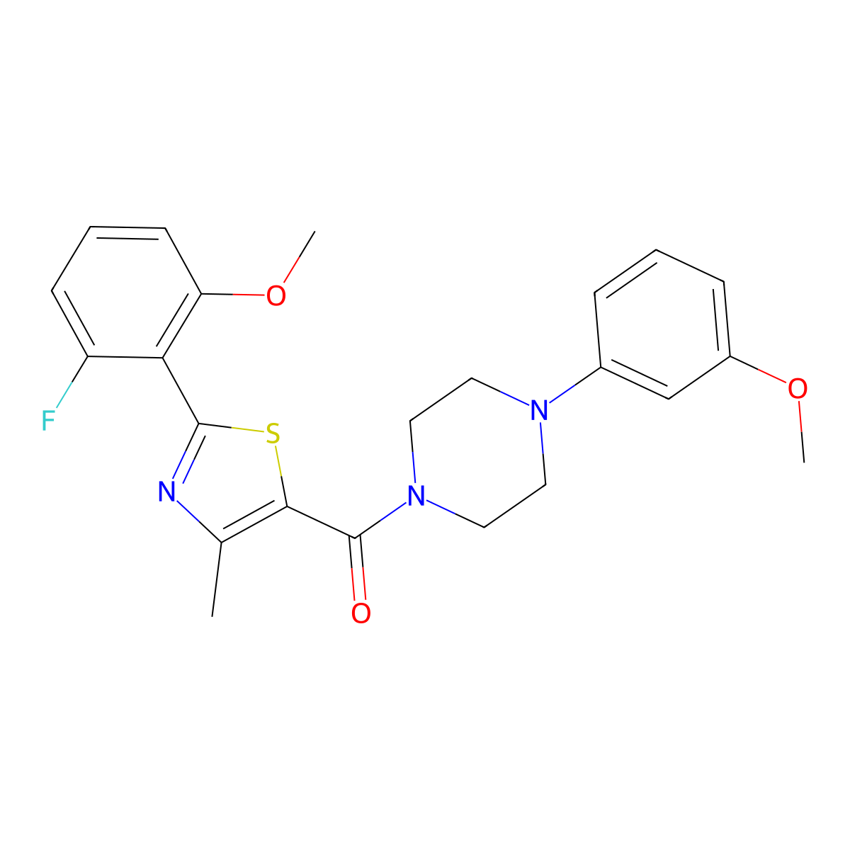 [2-(2-Fluoro-6-methoxyphenyl)-4-methyl-1,3-thiazol-5-yl][4-(3-methoxyphenyl)piperazino]methanone molecular structure, CAS 1010904-87-6