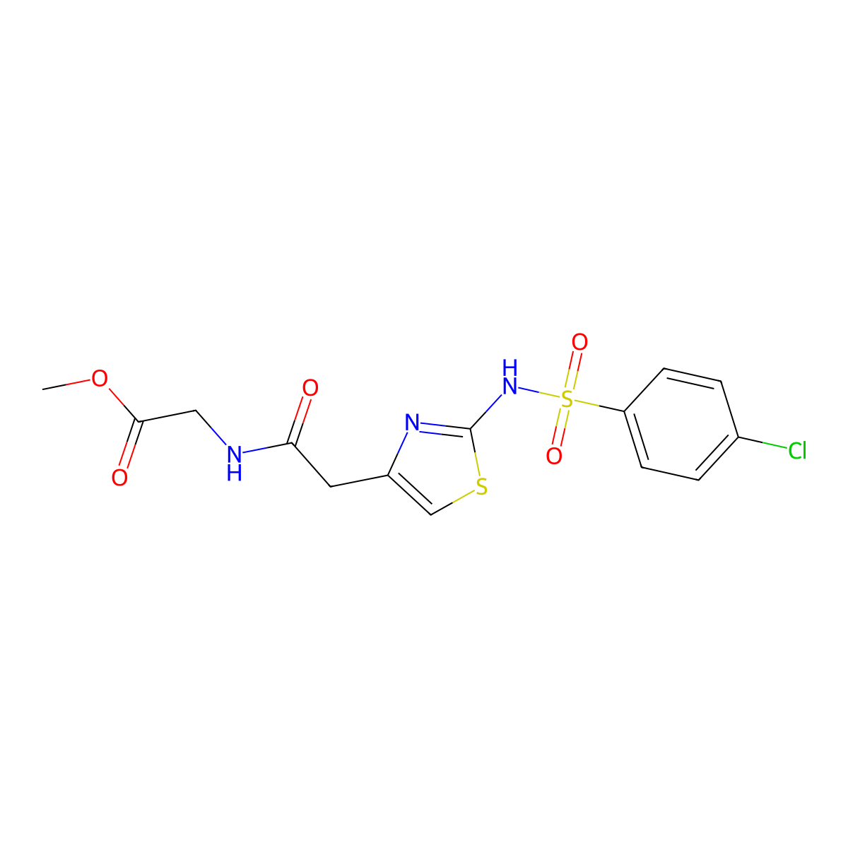methyl N-{[(2Z)-2-{[(4-chlorophenyl)sulfonyl]imino}-2,3-dihydro-1,3-thiazol-4-yl]acetyl}glycinate molecular structure, CAS 1010904-88-7