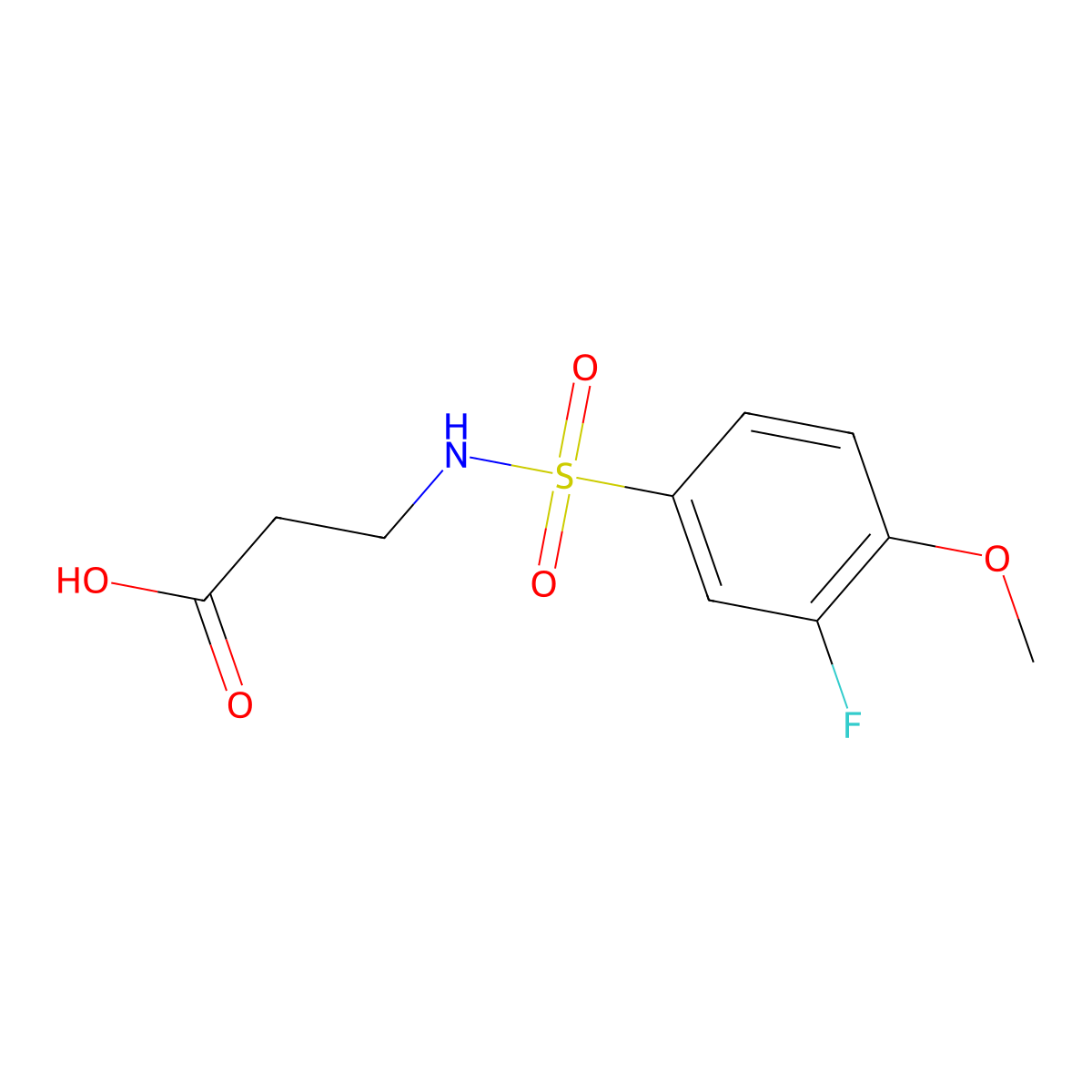 3-(3-Fluoro-4-methoxybenzenesulfonamido)propanoic acid molecular structure, CAS 1010904-98-9