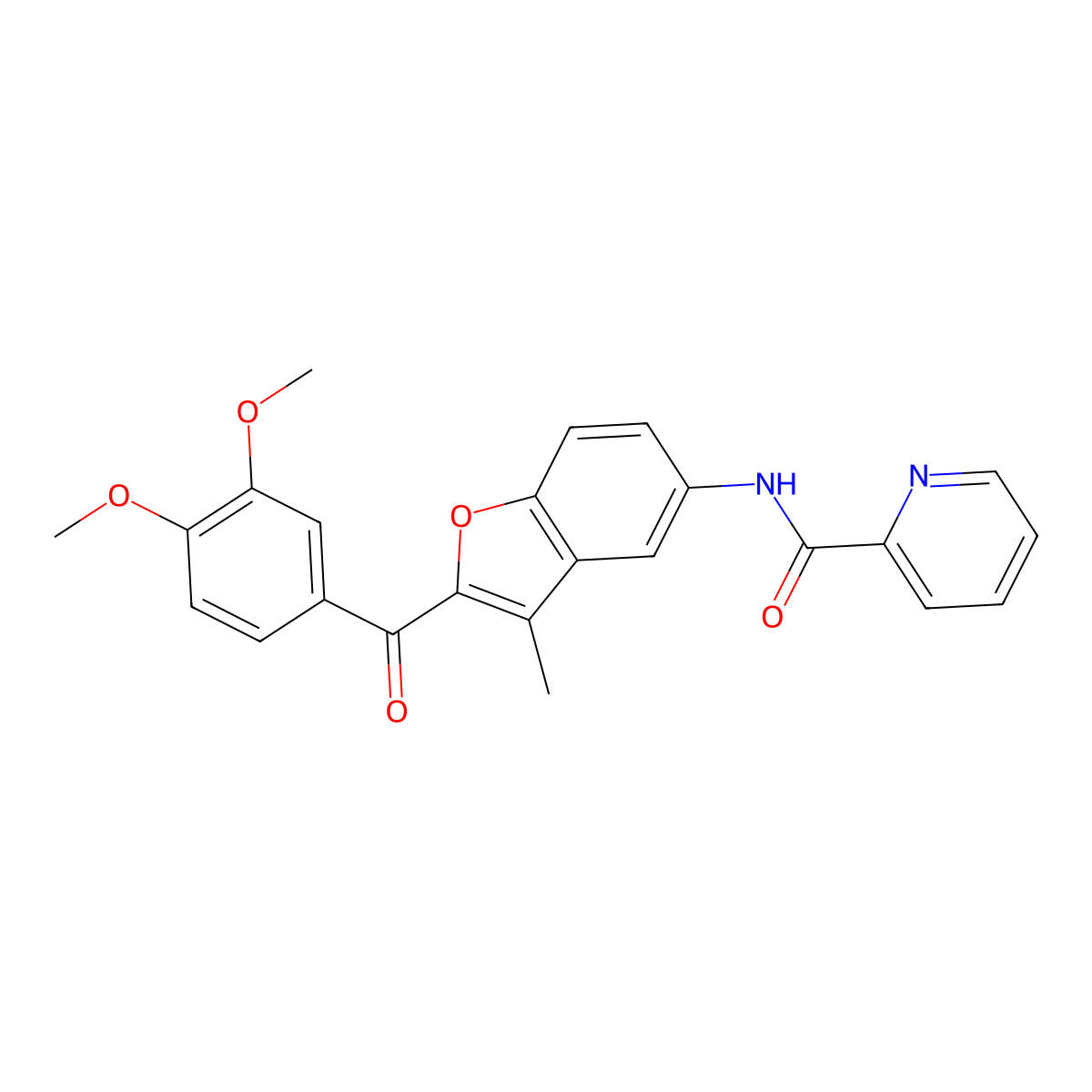 N-{2-[(3,4-dimethoxyphenyl)carbonyl]-3-methyl-1-benzofuran-5-yl}pyridine-2-carboxamide molecular structure, CAS 1010905-03-9