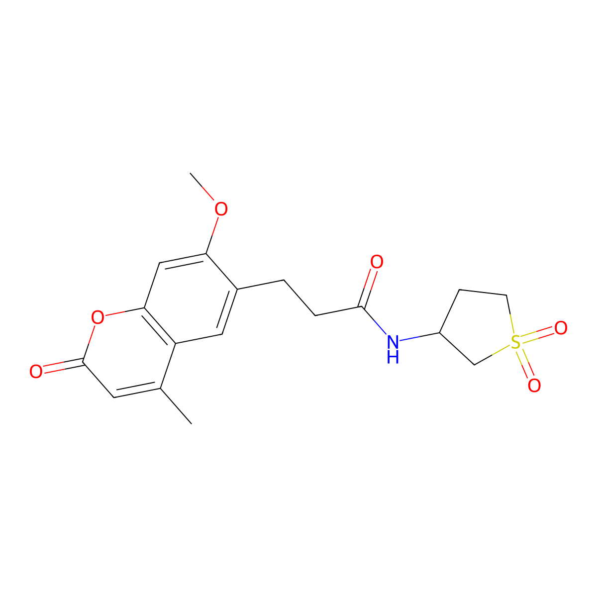 N-(1,1-dioxidotetrahydrothiophen-3-yl)-3-(7-methoxy-4-methyl-2-oxo-2H-chromen-6-yl)propanamide molecular structure, CAS 1010905-07-3