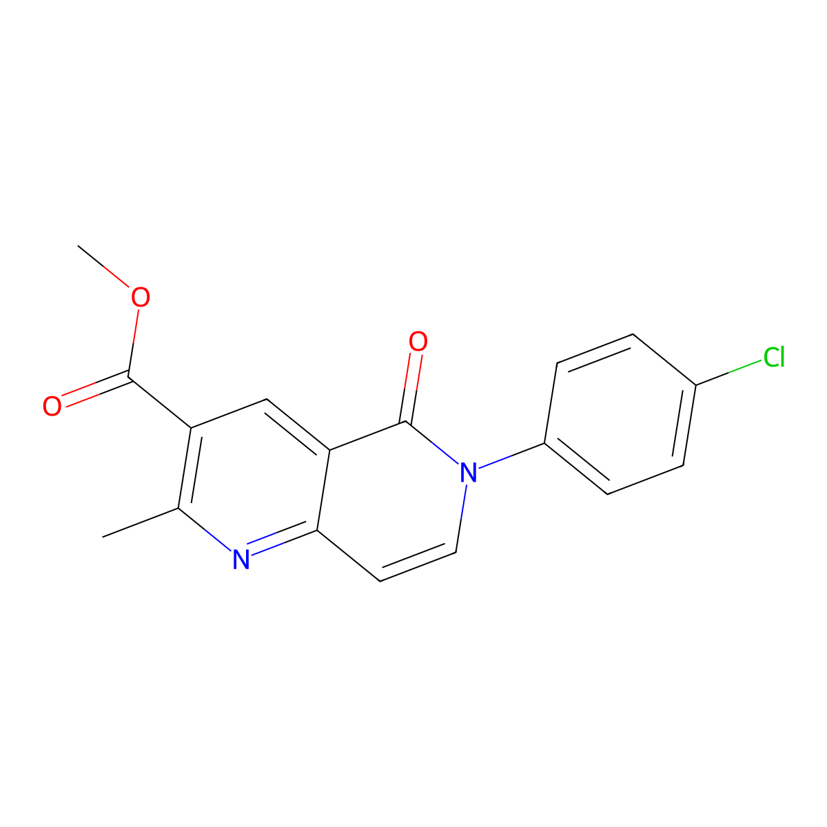 Methyl 6-(4-chlorophenyl)-2-methyl-5-oxo-1,6-naphthyridine-3-carboxylate molecular structure, CAS 1010905-08-4