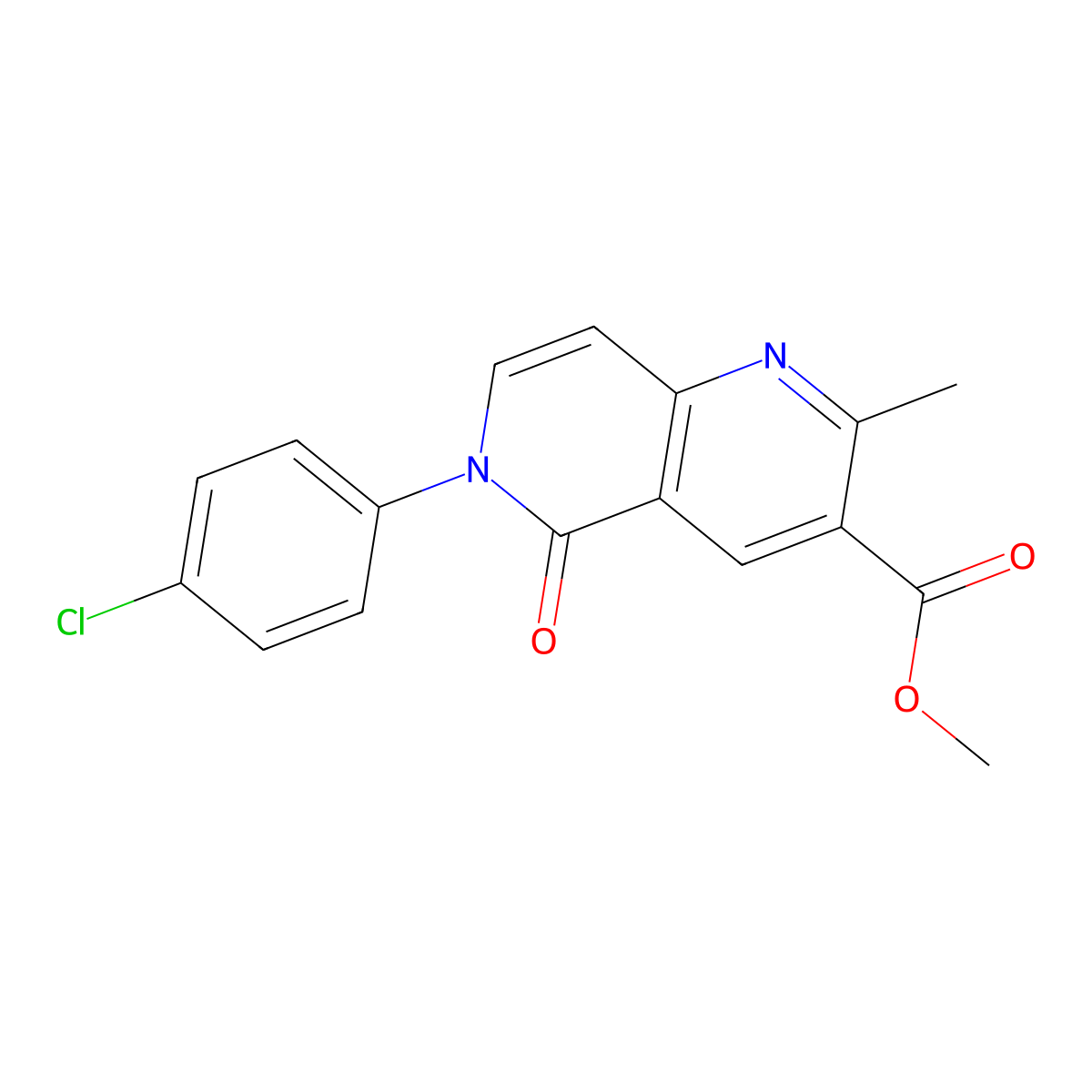 Methyl 6-(4-chlorophenyl)-2-methyl-5-oxo-1,6-naphthyridine-3-carboxylate molecular structure, CAS 1010905-08-4