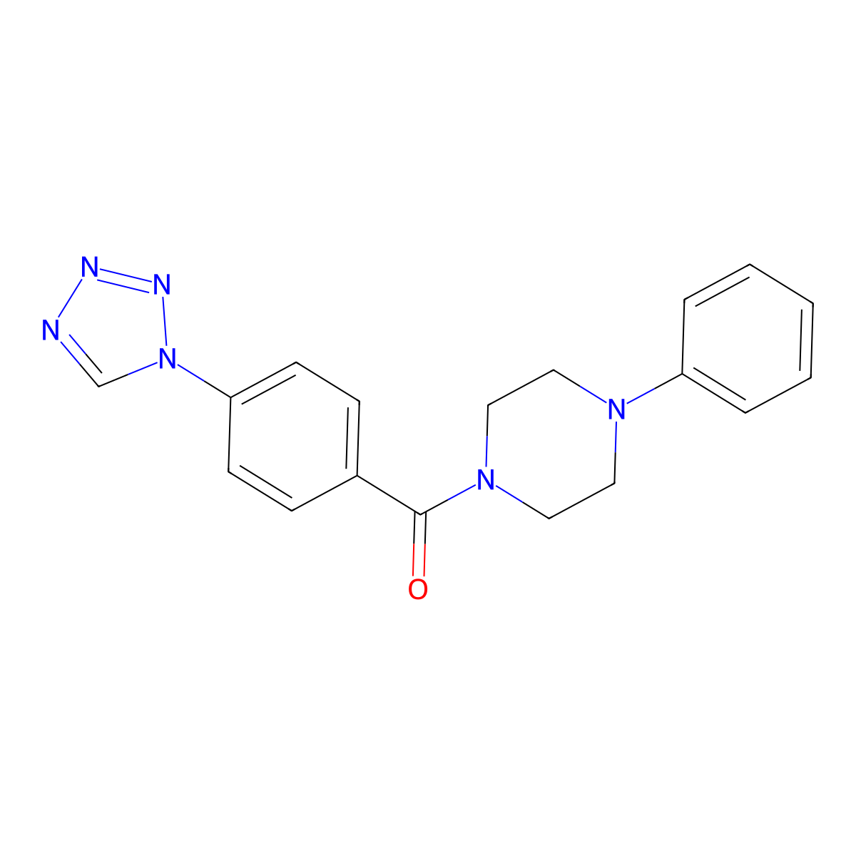1-phenyl-4-[4-(1H-tetrazol-1-yl)benzoyl]piperazine molecular structure, CAS 1010905-11-9