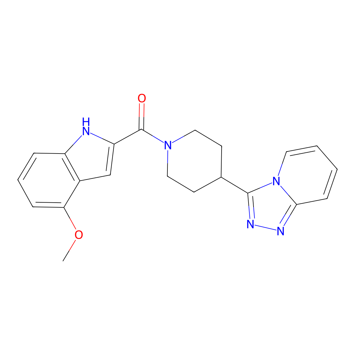 (4-methoxy-1H-indol-2-yl)[4-([1,2,4]triazolo[4,3-a]pyridin-3-yl)piperidin-1-yl]methanone molecular structure, CAS 1010905-33-5