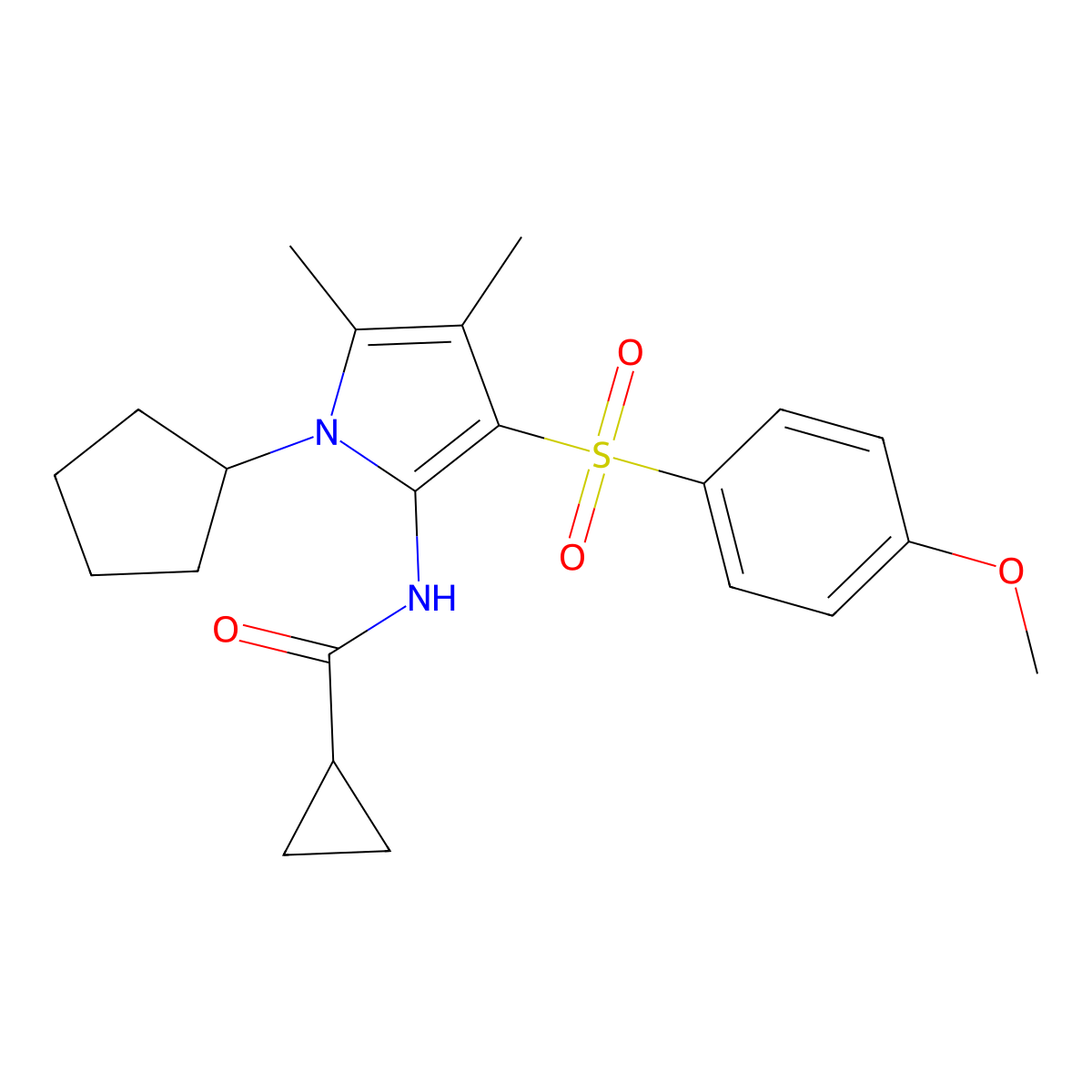 N-{1-cyclopentyl-3-[(4-methoxyphenyl)sulfonyl]-4,5-dimethyl-1H-pyrrol-2-yl}cyclopropanecarboxamide molecular structure, CAS 1010905-66-4