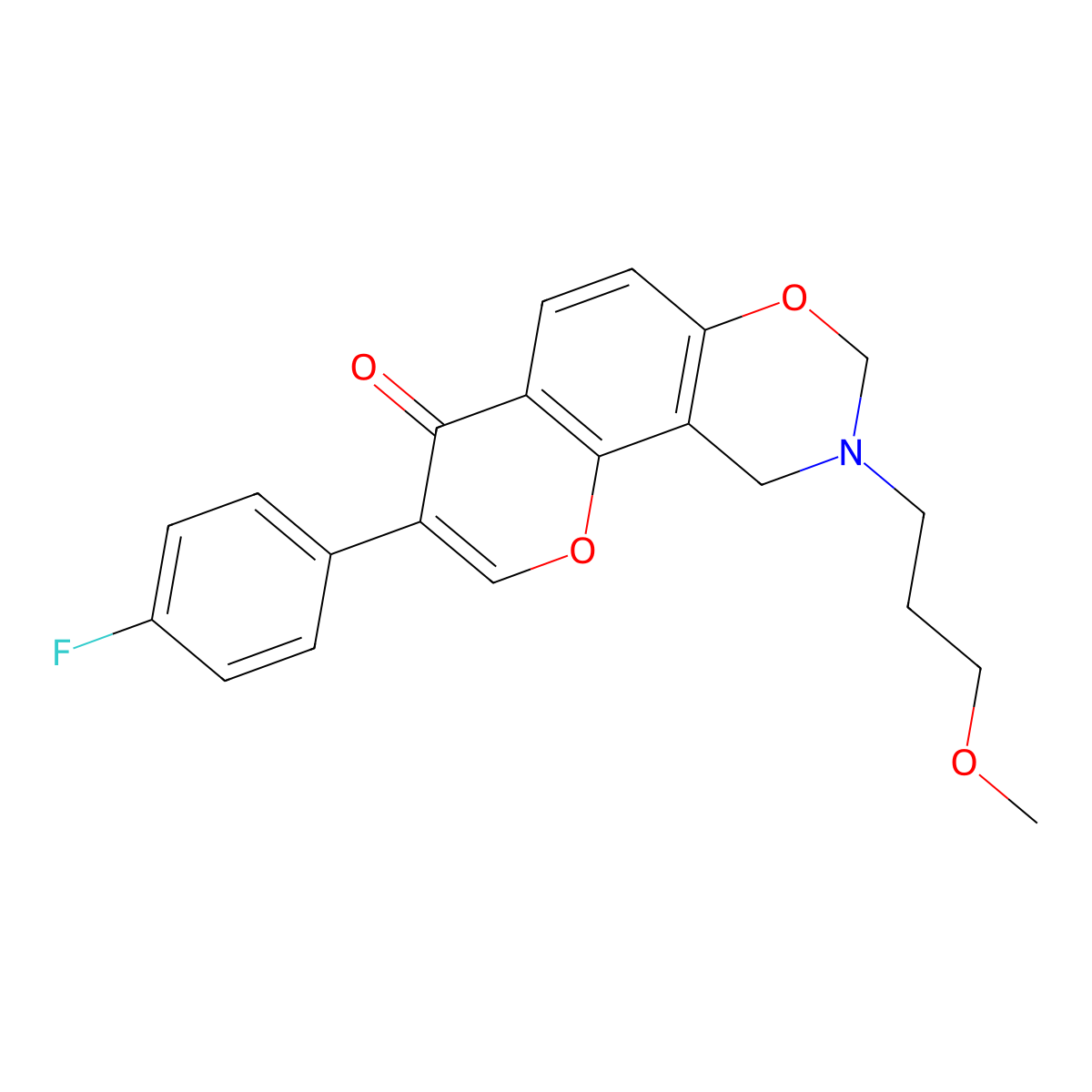 3-(4-fluorophenyl)-9-(3-methoxypropyl)-9,10-dihydrochromeno[8,7-e][1,3]oxazin-4(8H)-one molecular structure, CAS 1010905-73-3
