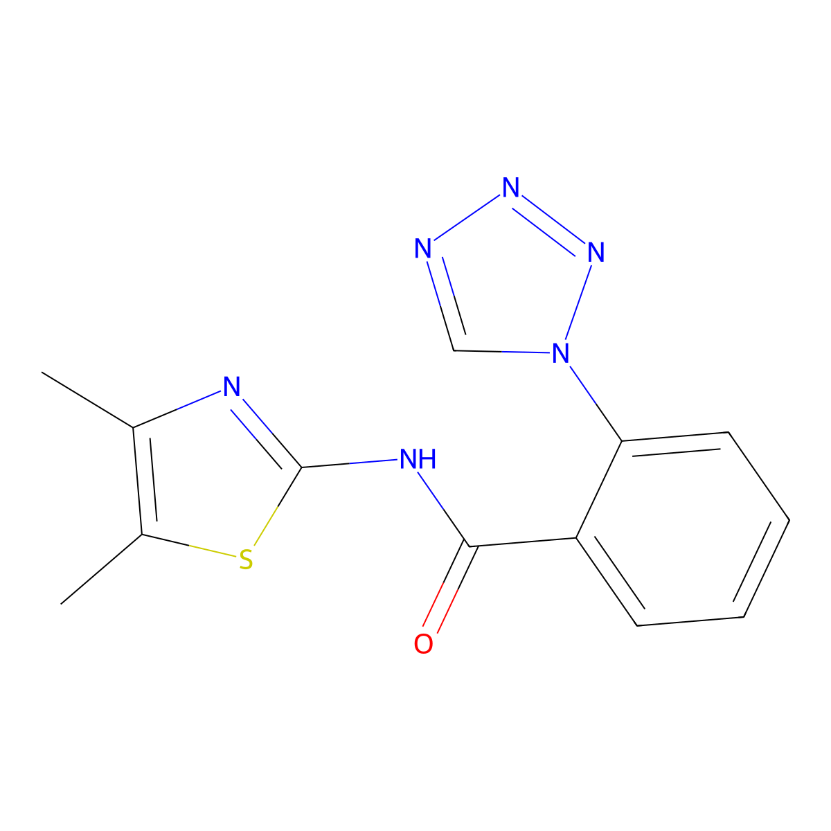 N-[(2Z)-4,5-dimethyl-1,3-thiazol-2(3H)-ylidene]-2-(1H-tetrazol-1-yl)benzamide molecular structure, CAS 1010905-81-3