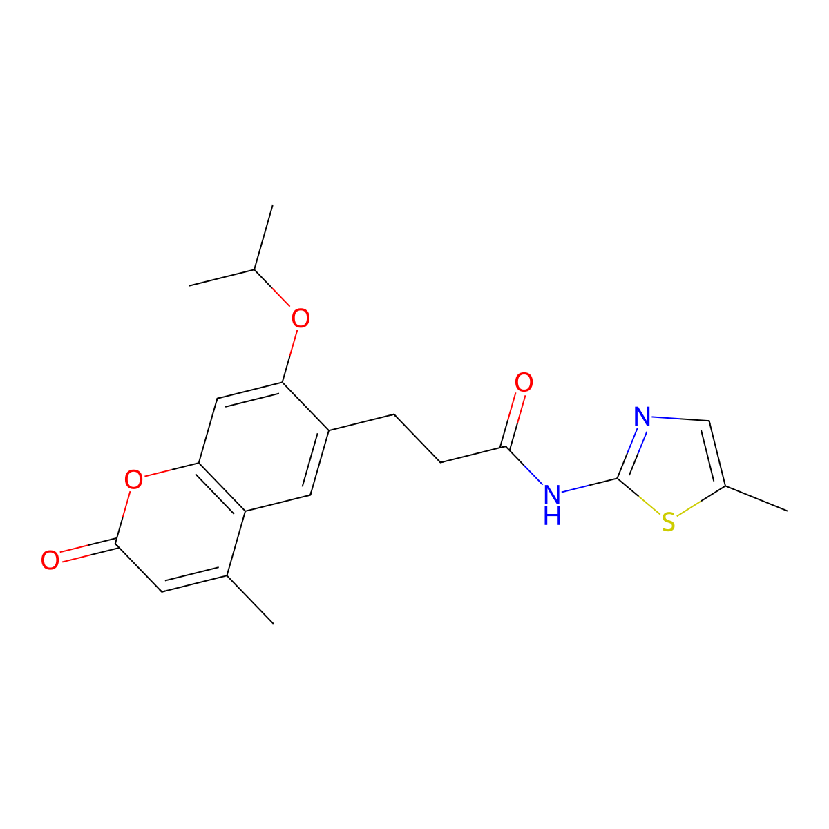 3-[4-methyl-2-oxo-7-(propan-2-yloxy)-2H-chromen-6-yl]-N-(5-methyl-1,3-thiazol-2-yl)propanamide molecular structure, CAS 1010905-85-7