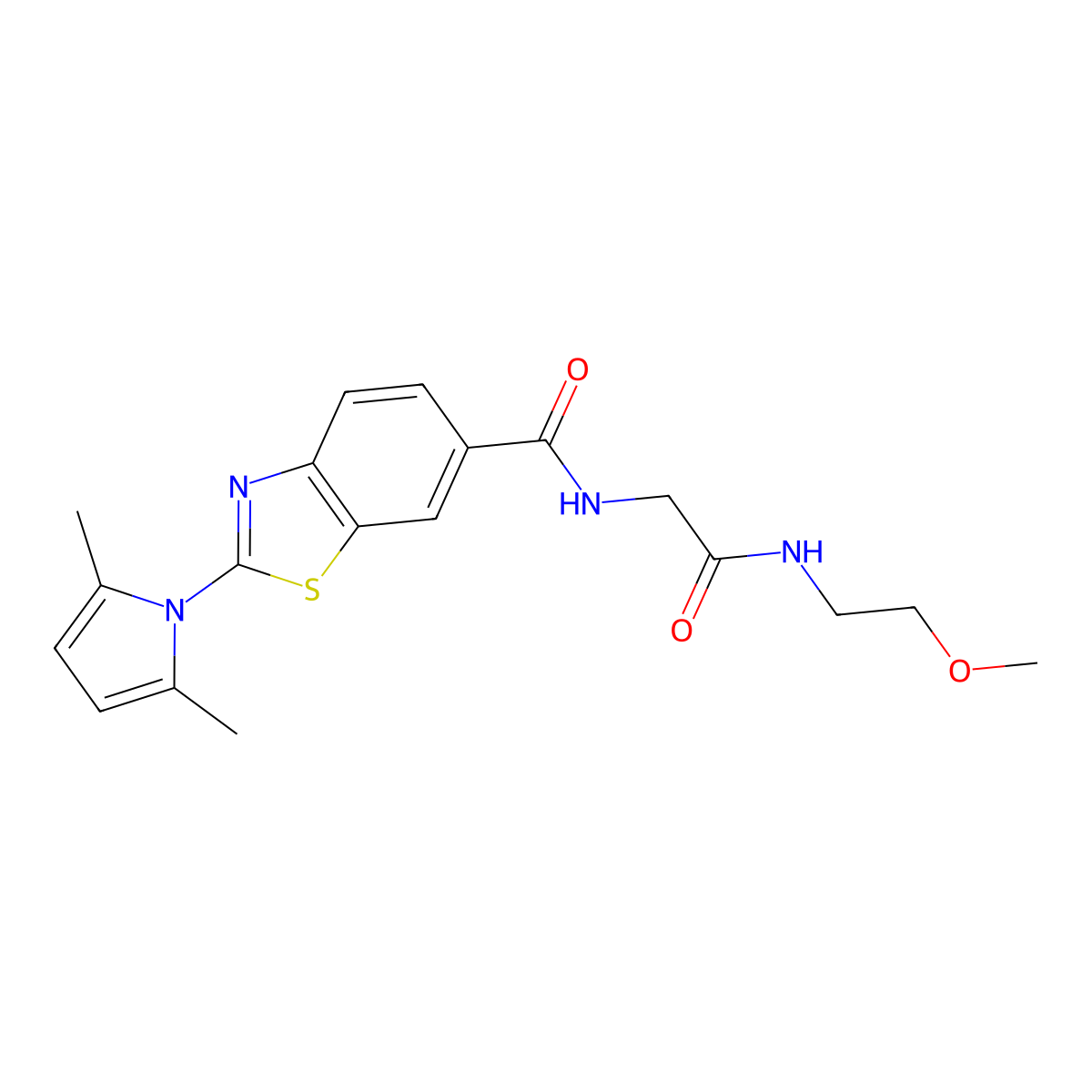2-(2,5-dimethyl-1H-pyrrol-1-yl)-N-{2-[(2-methoxyethyl)amino]-2-oxoethyl}-1,3-benzothiazole-6-carboxamide molecular structure, CAS 1010905-87-9