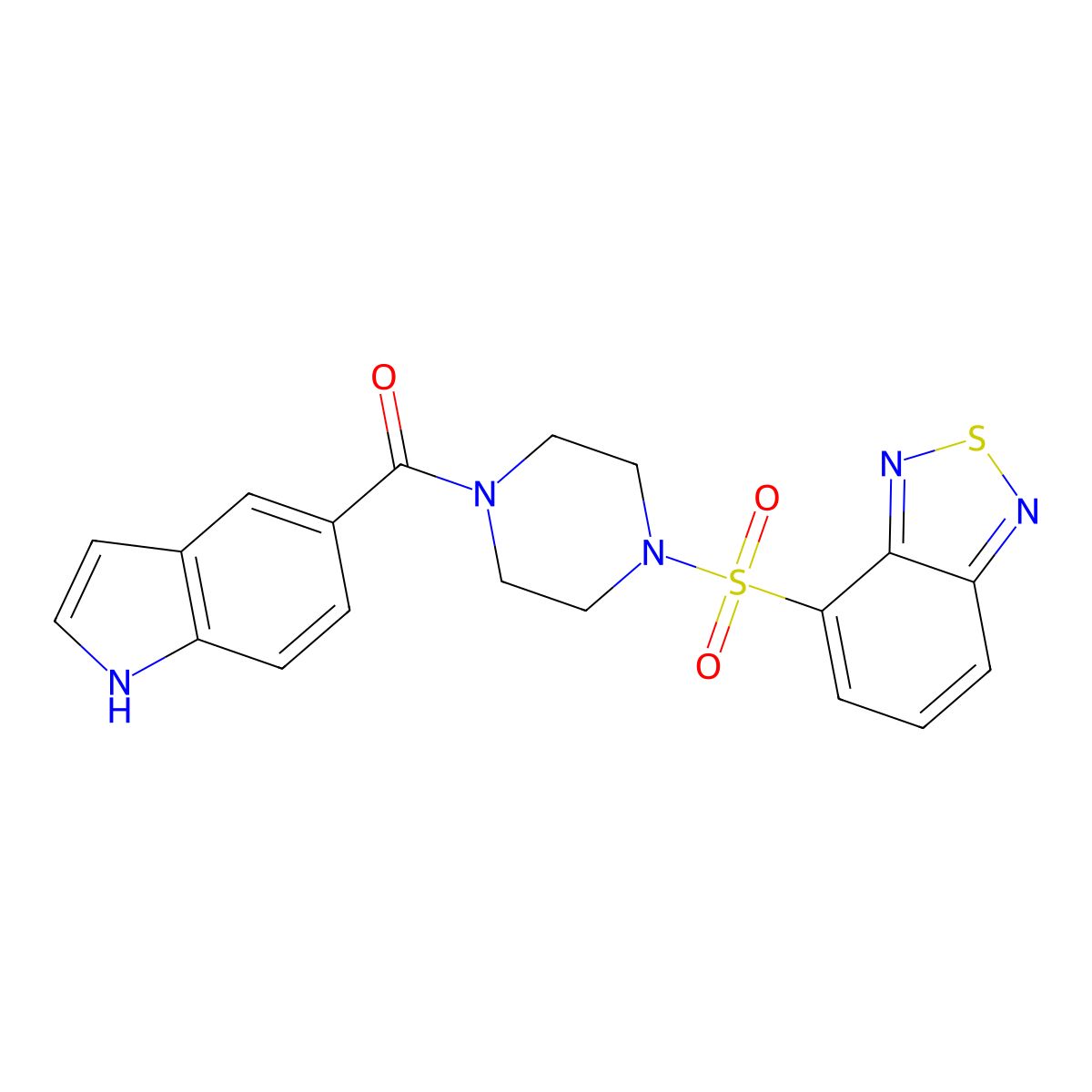 [4-(2,1,3-benzothiadiazol-4-ylsulfonyl)piperazin-1-yl](1H-indol-5-yl)methanone molecular structure, CAS 1010905-94-8
