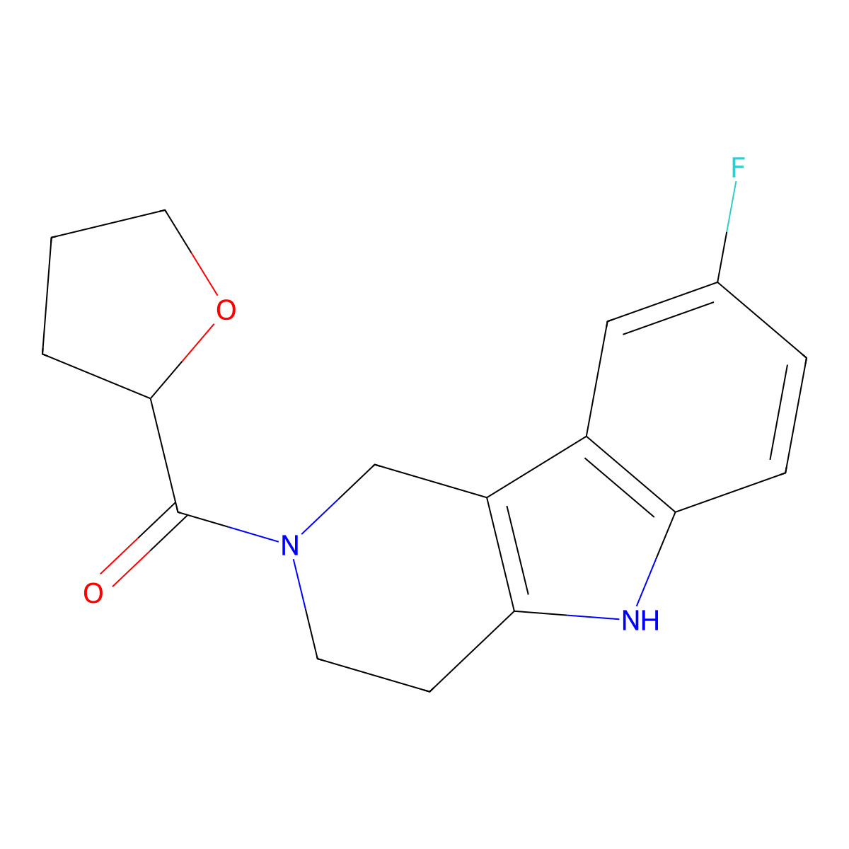 (8-fluoro-1,3,4,5-tetrahydro-2H-pyrido[4,3-b]indol-2-yl)(tetrahydrofuran-2-yl)methanone molecular structure, CAS 1010906-10-1