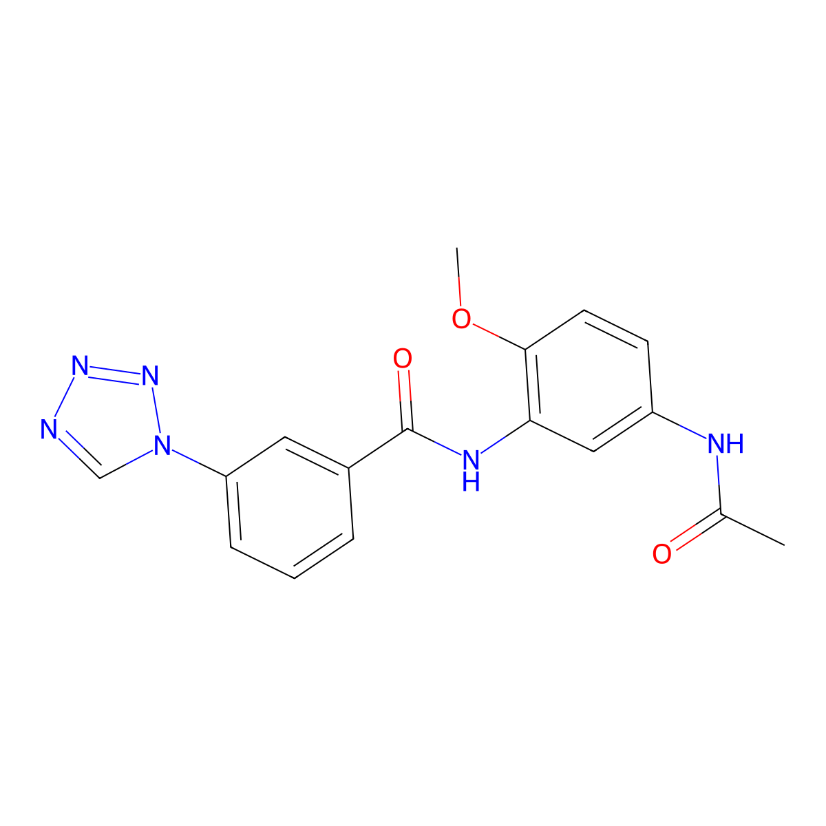 N-[5-(acetylamino)-2-methoxyphenyl]-3-(1H-tetrazol-1-yl)benzamide molecular structure, CAS 1010906-12-3