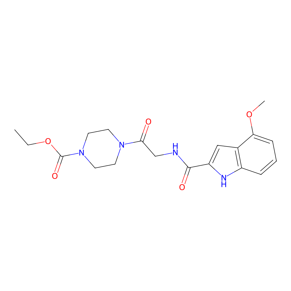 ethyl 4-{N-[(4-methoxy-1H-indol-2-yl)carbonyl]glycyl}piperazine-1-carboxylate molecular structure, CAS 1010906-19-0