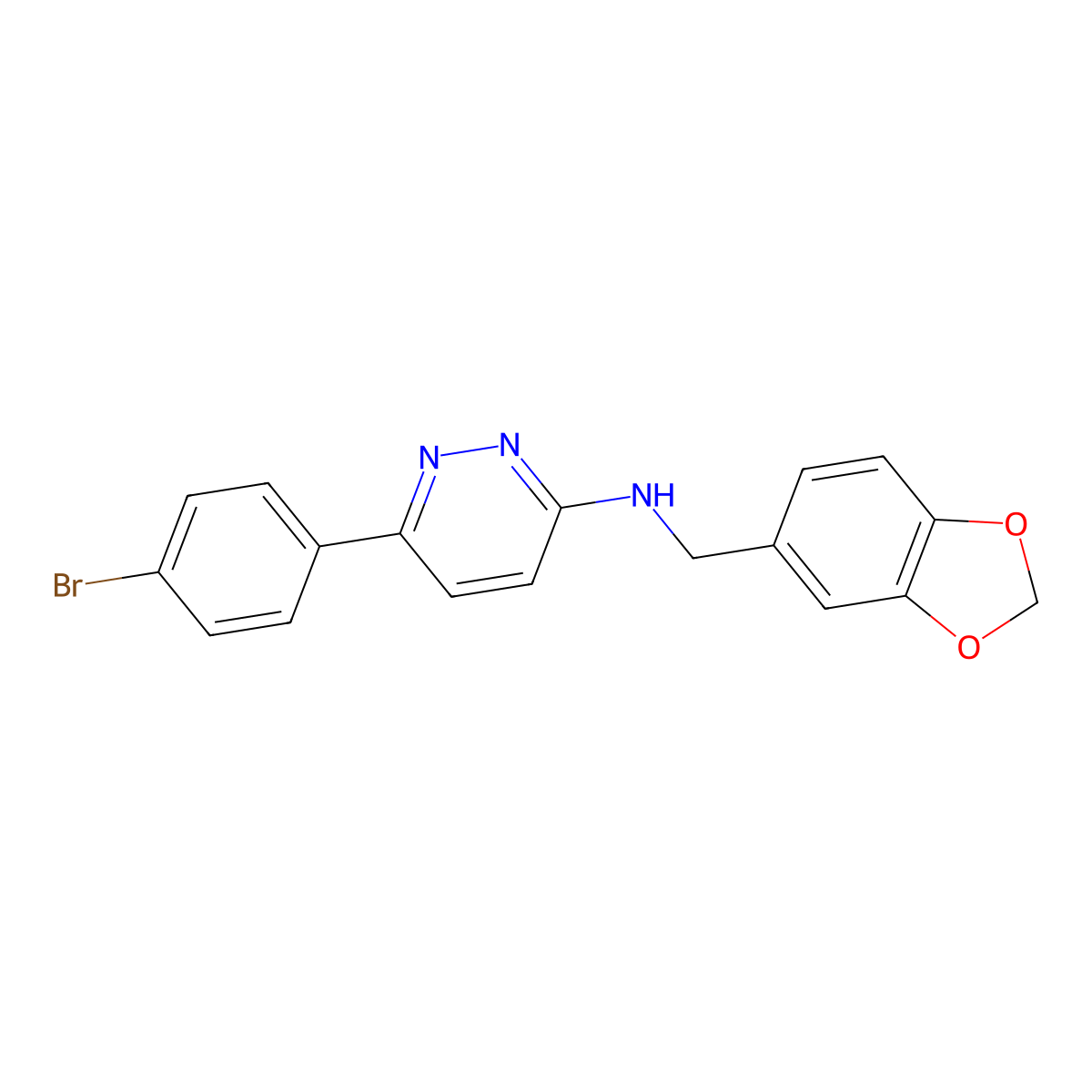 N-(1,3-benzodioxol-5-ylmethyl)-6-(4-bromophenyl)pyridazin-3-amine molecular structure, CAS 1010906-24-7