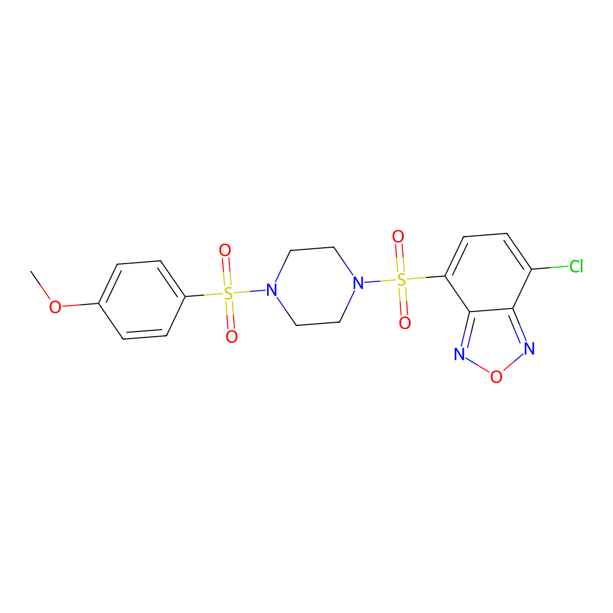 4-Chloro-7-({4-[(4-methoxyphenyl)sulfonyl]piperazin-1-yl}sulfonyl)-2,1,3-benzoxadiazole molecular structure, CAS 1010906-28-1