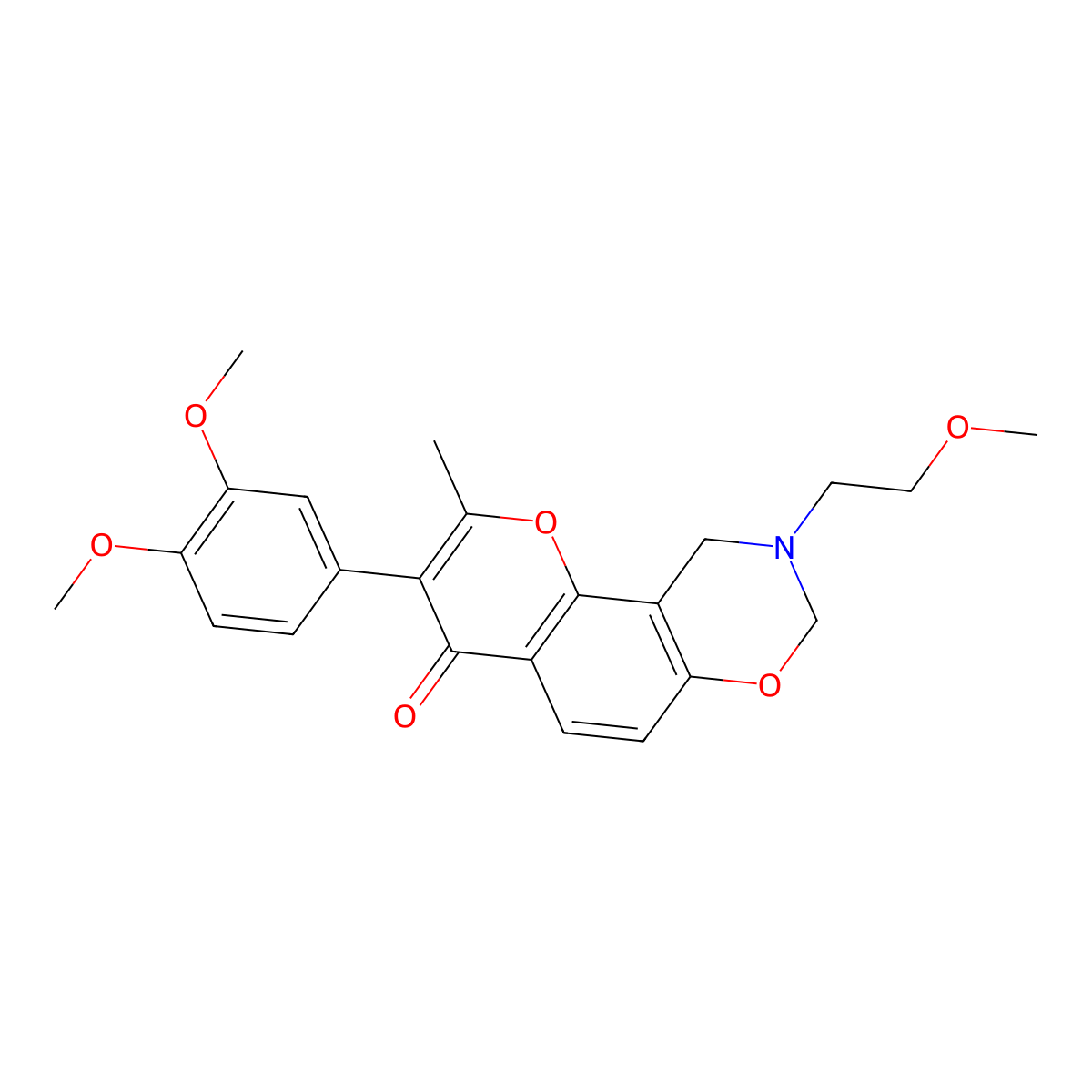 3-(3,4-dimethoxyphenyl)-9-(2-methoxyethyl)-2-methyl-9,10-dihydrochromeno[8,7-e][1,3]oxazin-4(8H)-one molecular structure, CAS 1010906-29-2
