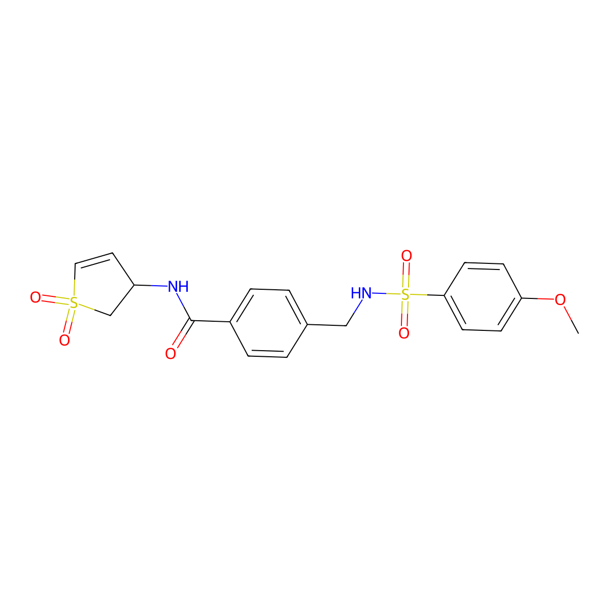 N-(1,1-dioxido-2,3-dihydrothiophen-3-yl)-4-({[(4-methoxyphenyl)sulfonyl]amino}methyl)benzamide molecular structure, CAS 1010906-38-3