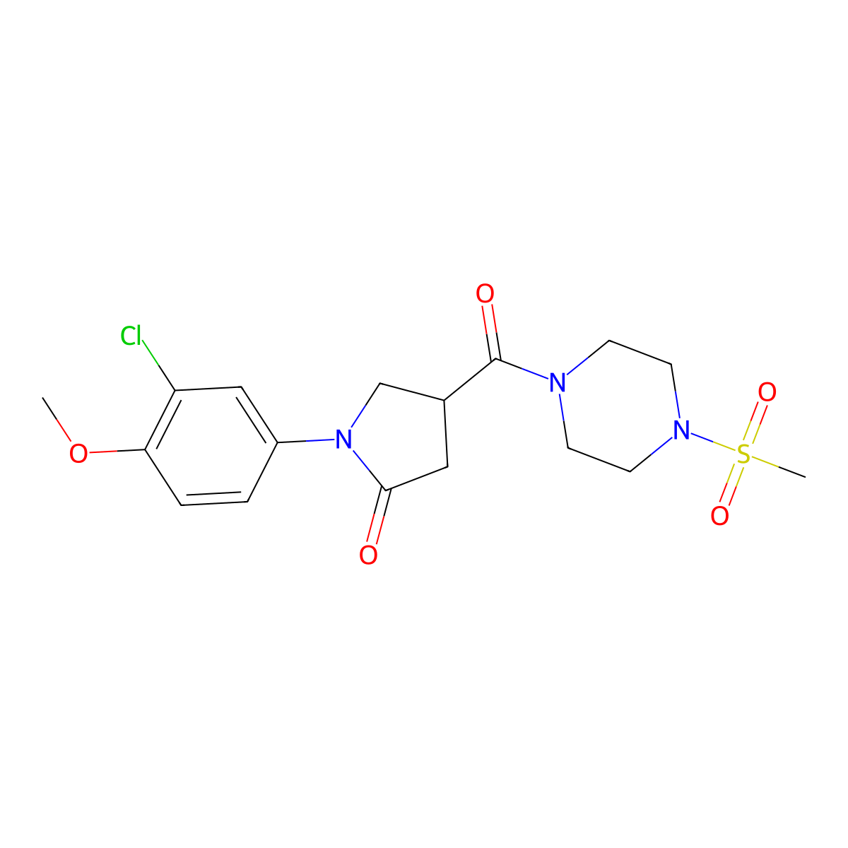 1-(3-Chloro-4-methoxyphenyl)-4-{[4-(methylsulfonyl)piperazin-1-yl]carbonyl}pyrrolidin-2-one molecular structure, CAS 1010906-46-3