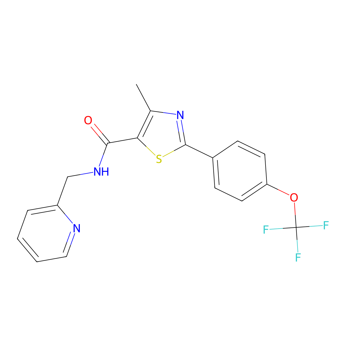 4-methyl-N-(pyridin-2-ylmethyl)-2-[4-(trifluoromethoxy)phenyl]-1,3-thiazole-5-carboxamide molecular structure, CAS 1010906-68-9